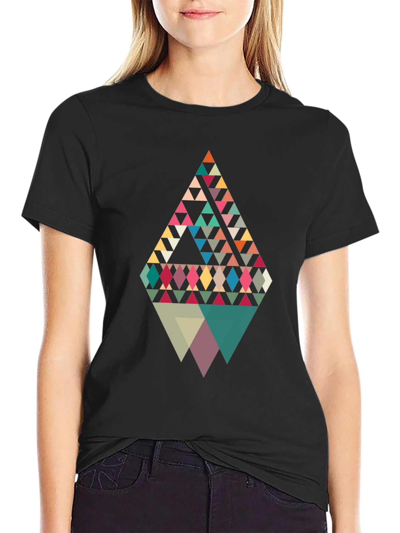 Geometric Triangle Pattern Graphic Tee
