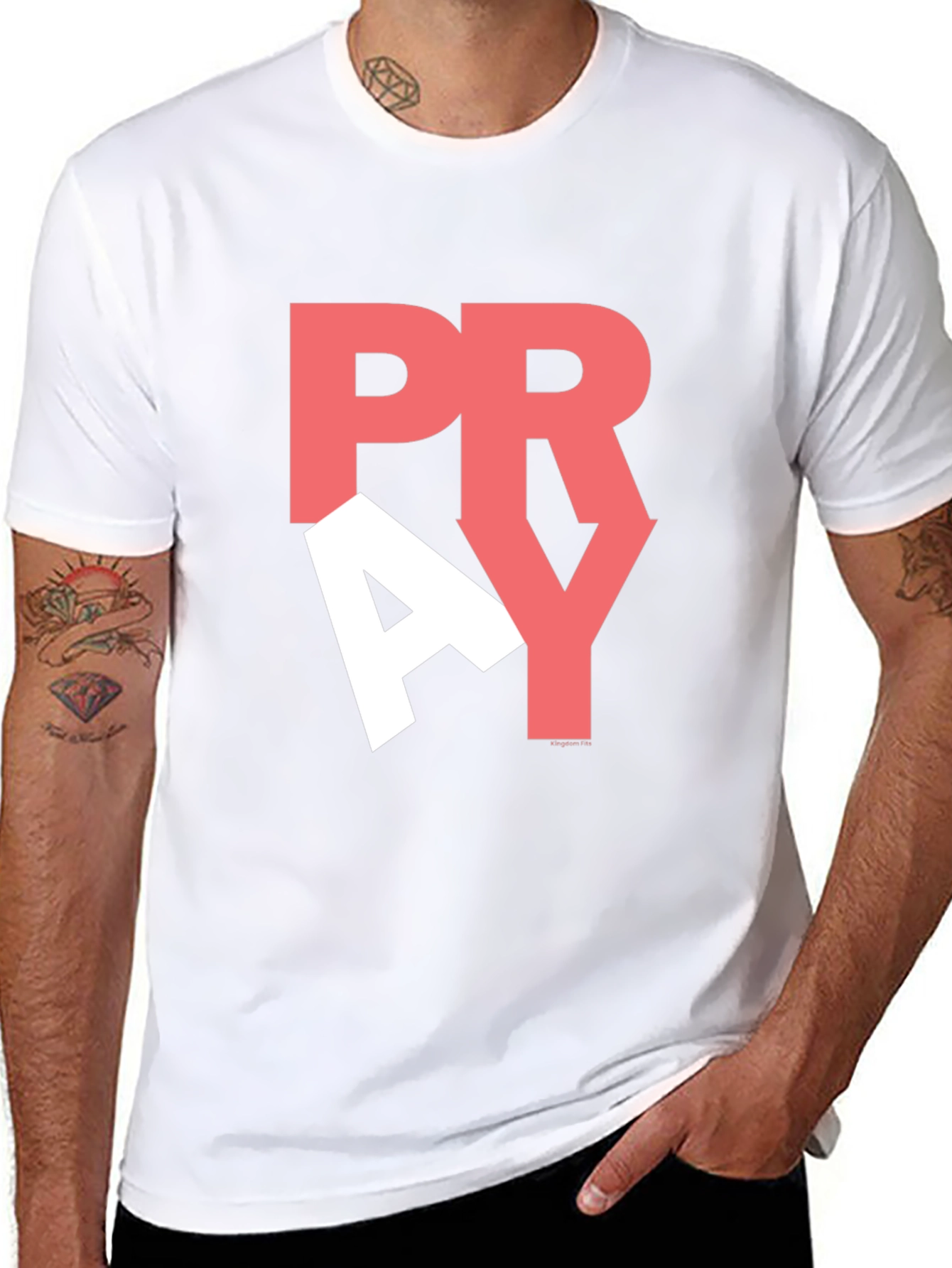 Pray Graphic Print T-Shirt - Black