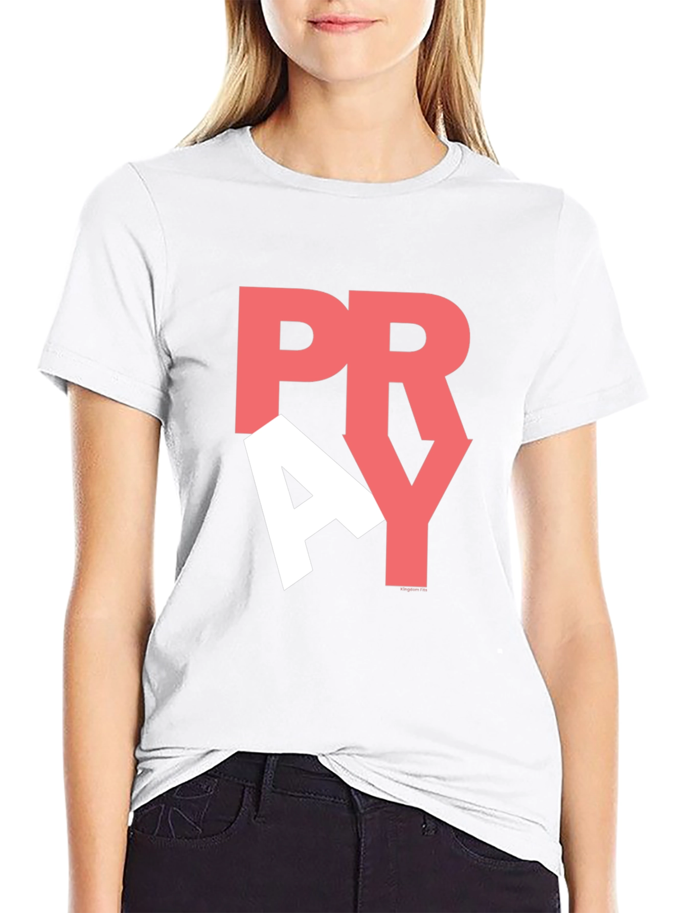 Pray Graphic Print T-Shirt - Black