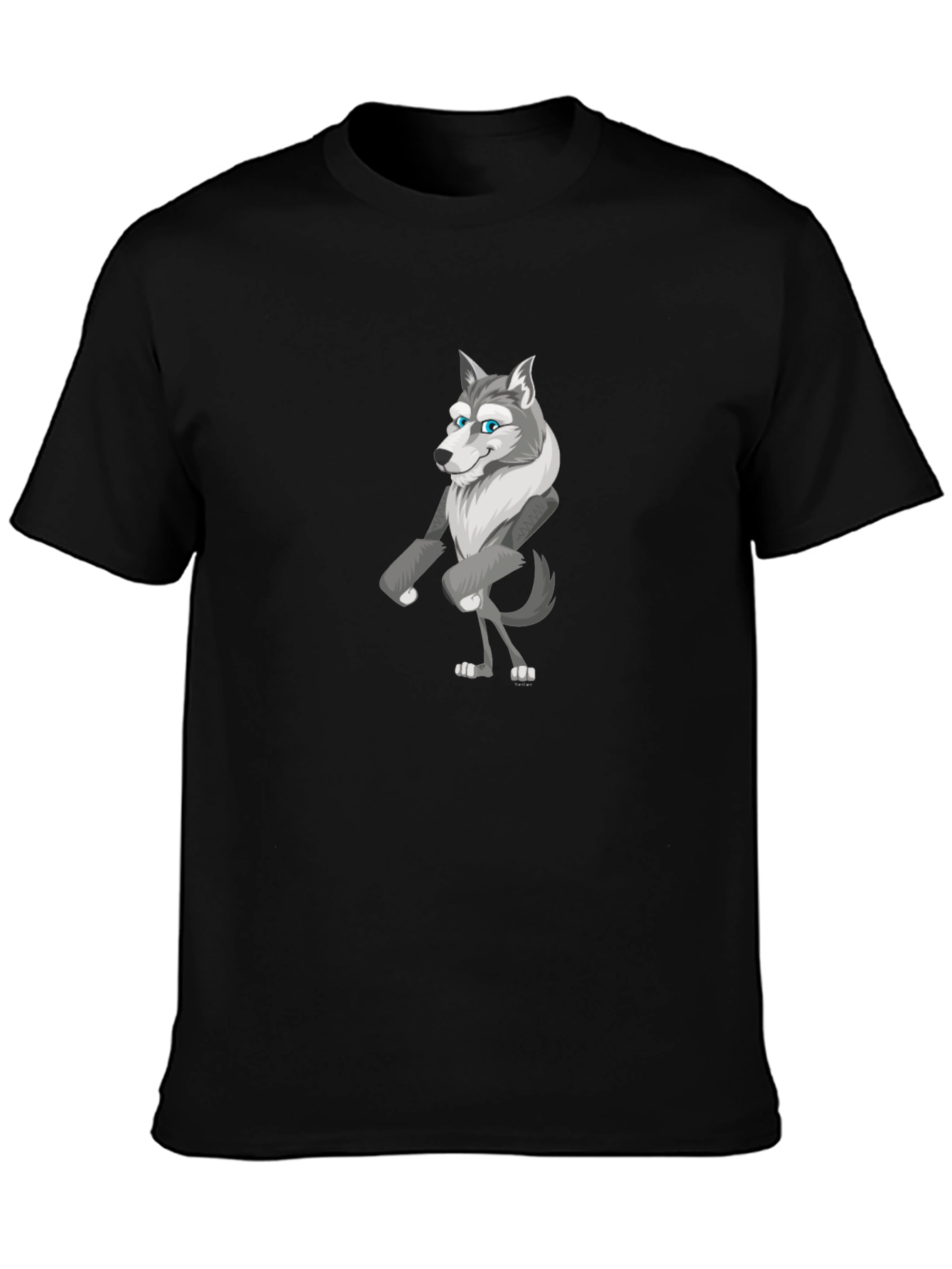 Cartoon Wolf Graphic Tee - Black Unisex Shirt