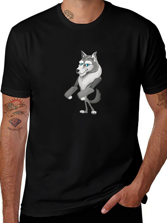 Cartoon Wolf Graphic Tee - Black Unisex Shirt