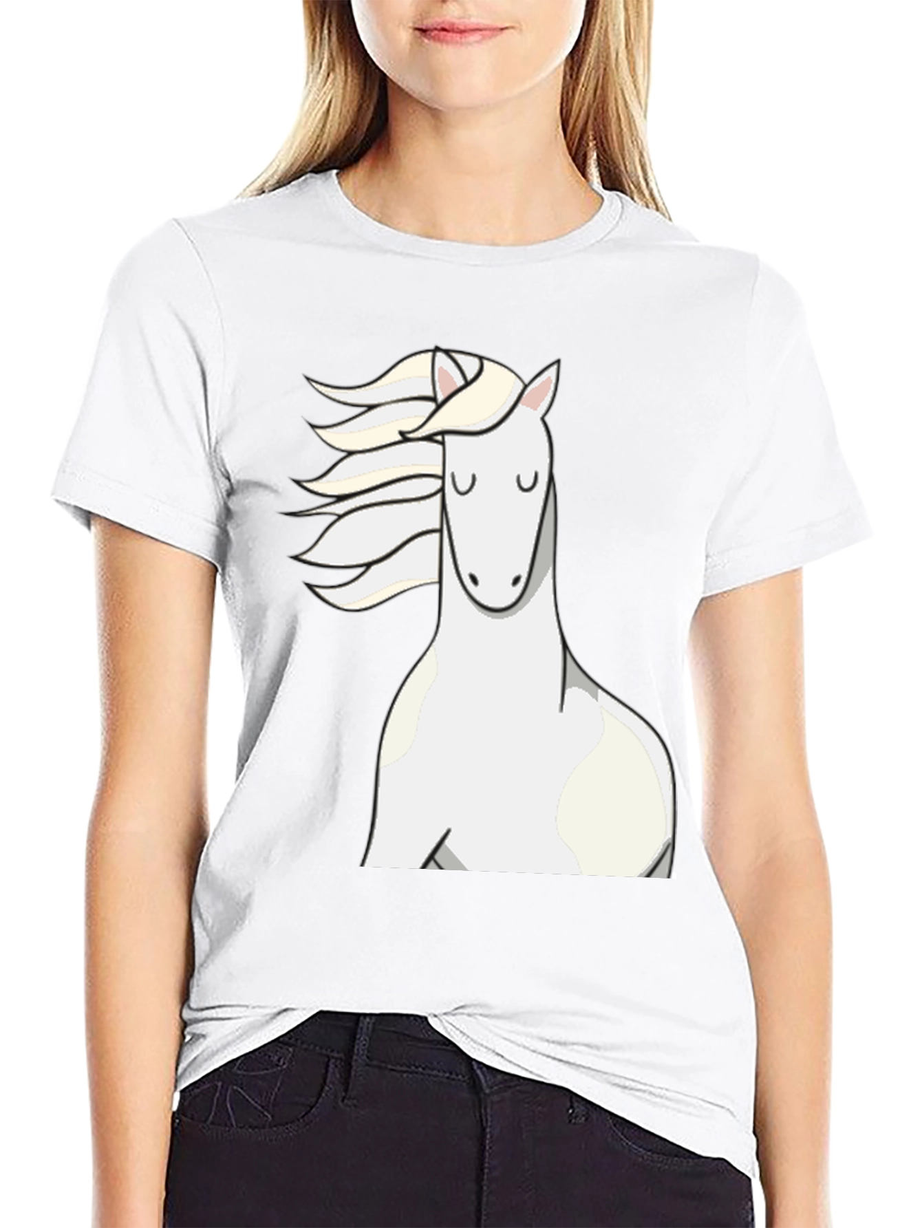 Black T-Shirt with Horse Graphic