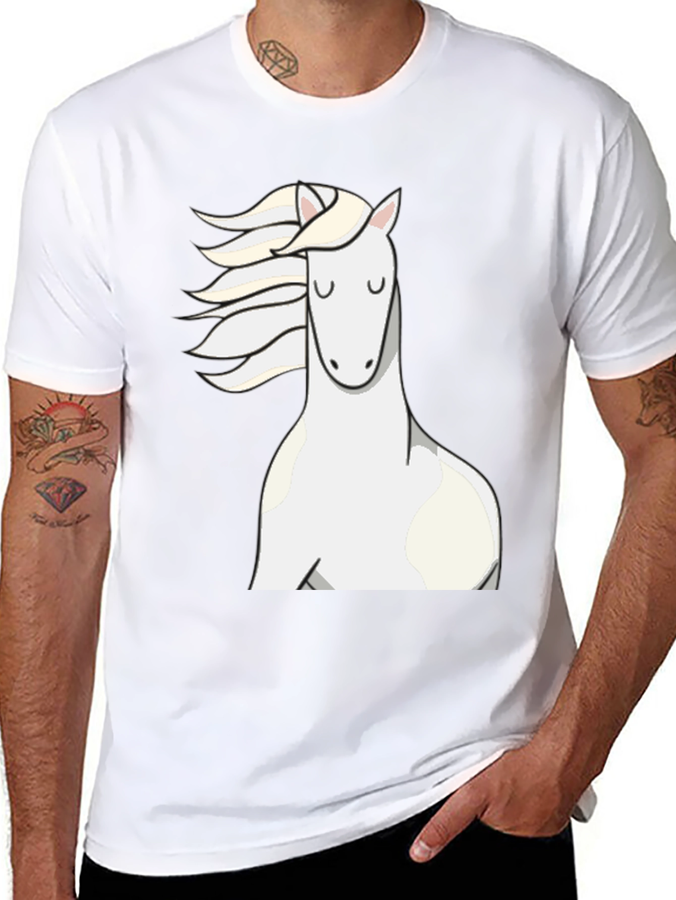 Black T-Shirt with Horse Graphic