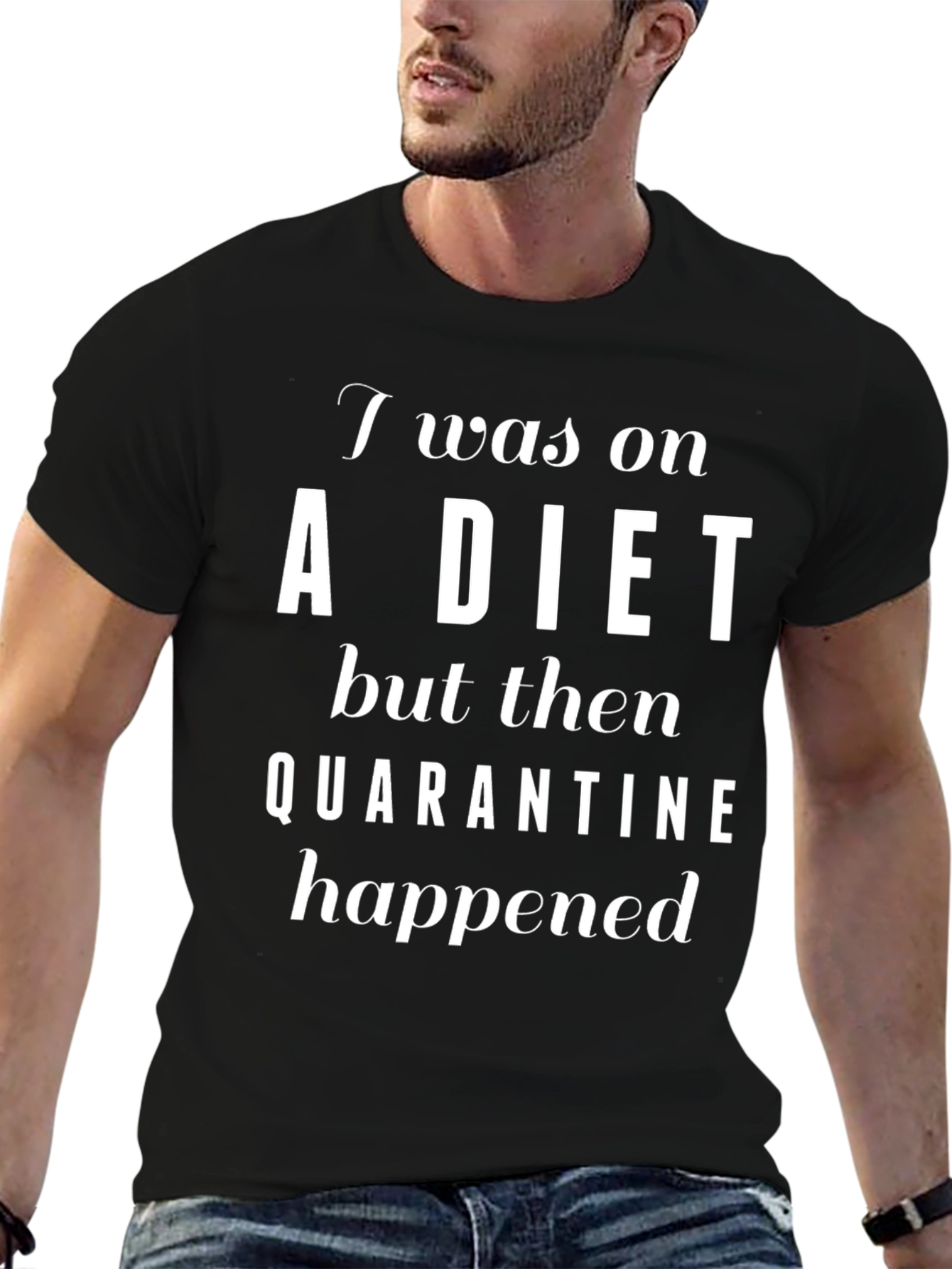 Funny Quarantine Diet Black T-Shirt