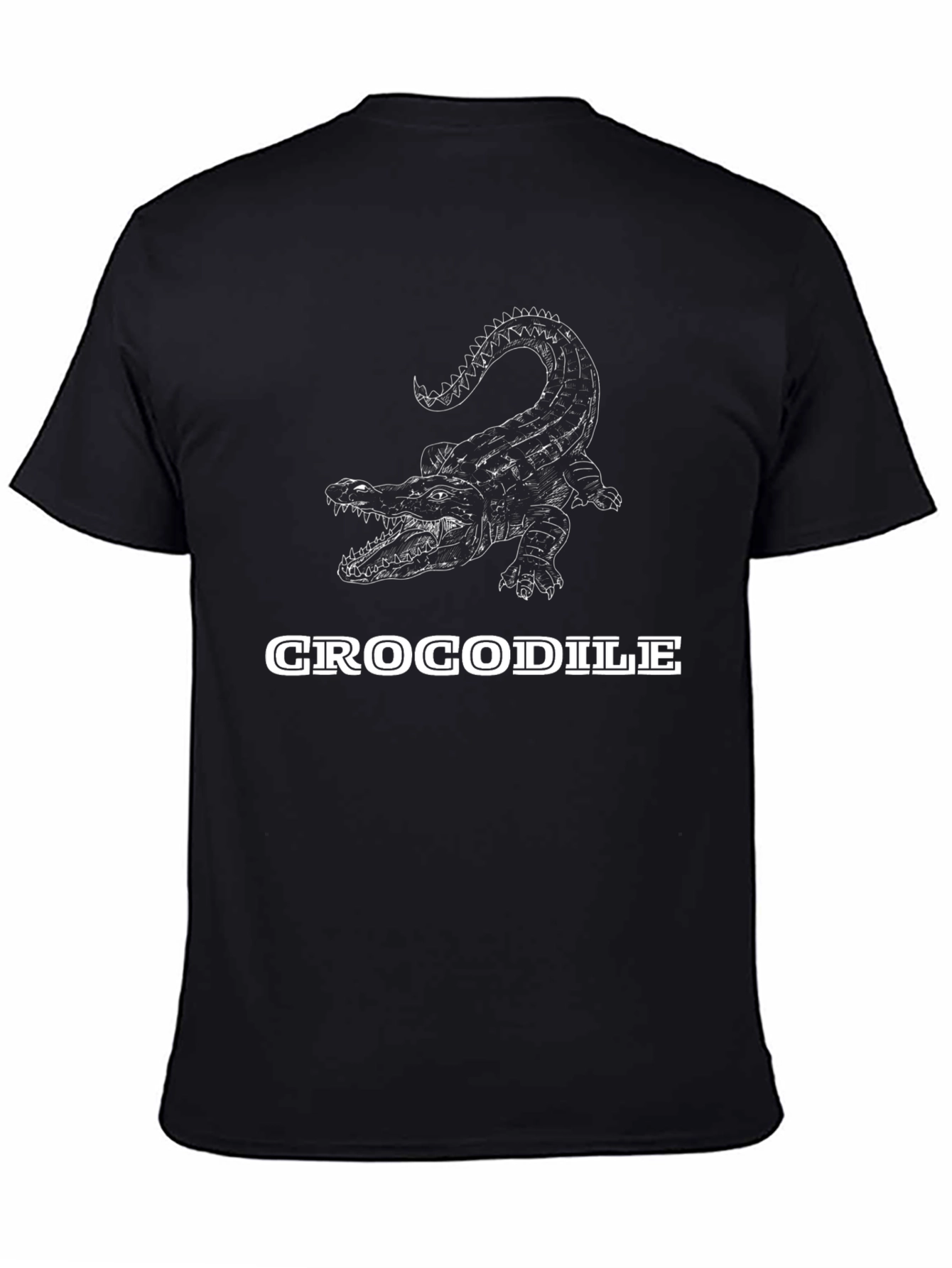 Crocodile Graphic Print Black T-Shirt