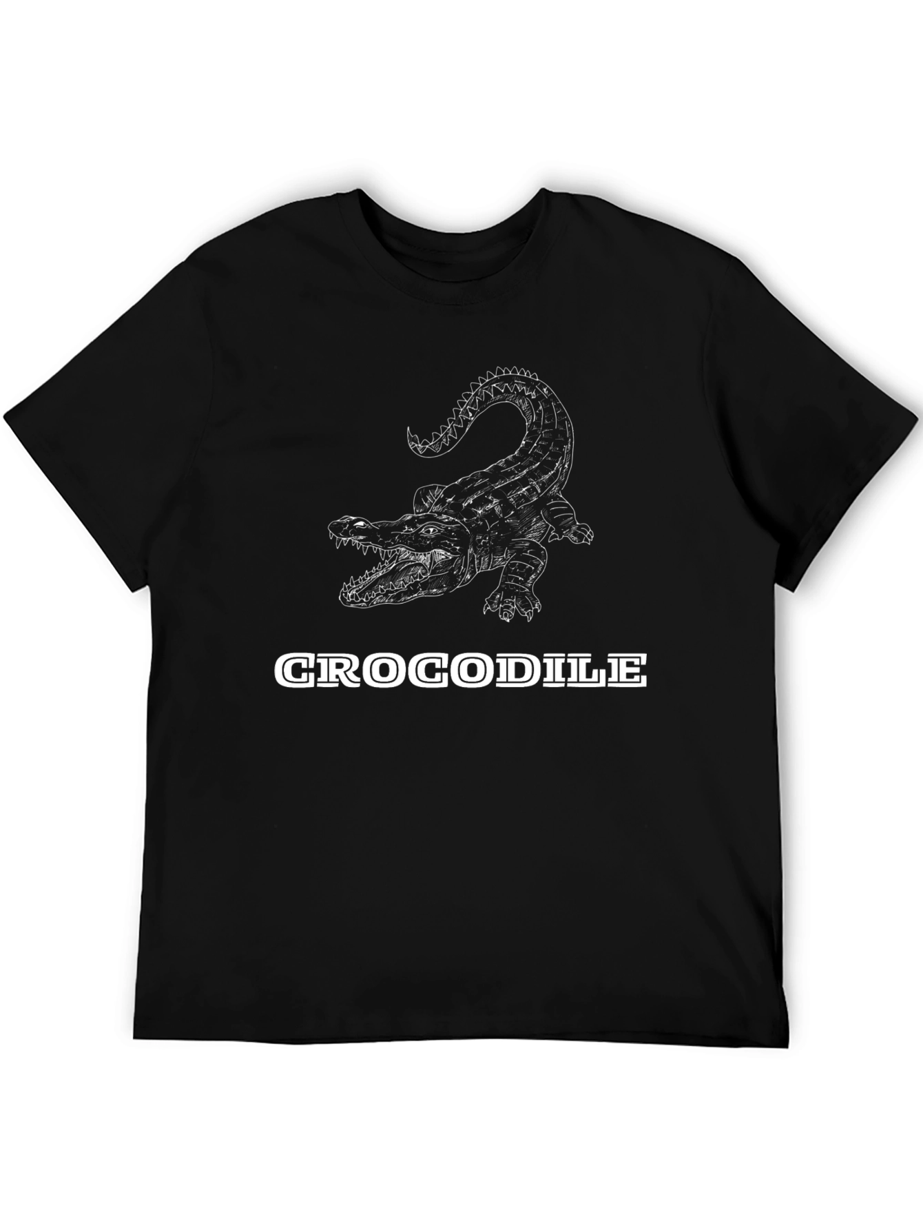 Crocodile Graphic Print Black T-Shirt