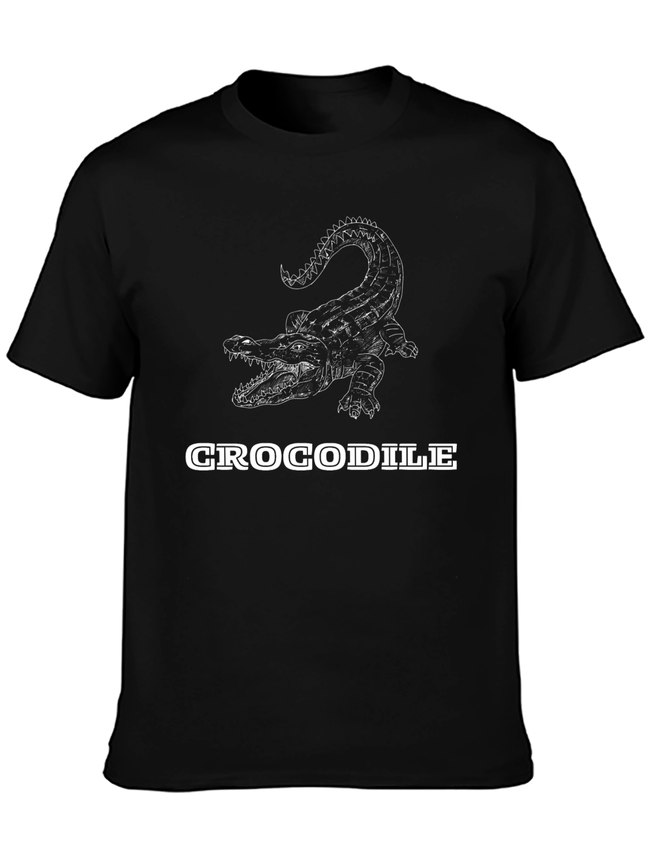 Crocodile Graphic Print Black T-Shirt