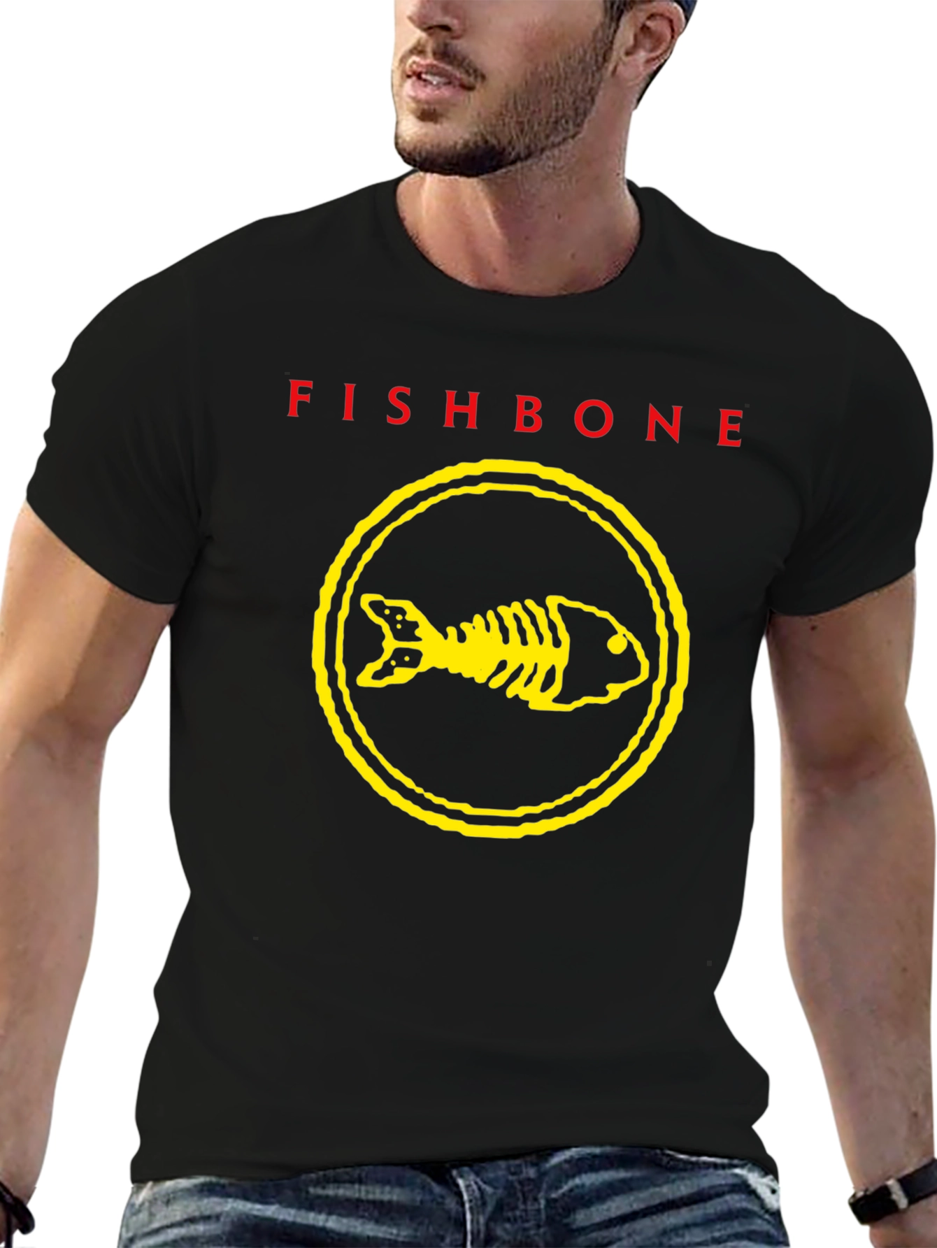 Fishbone Band T-Shirt - Black Graphic Print