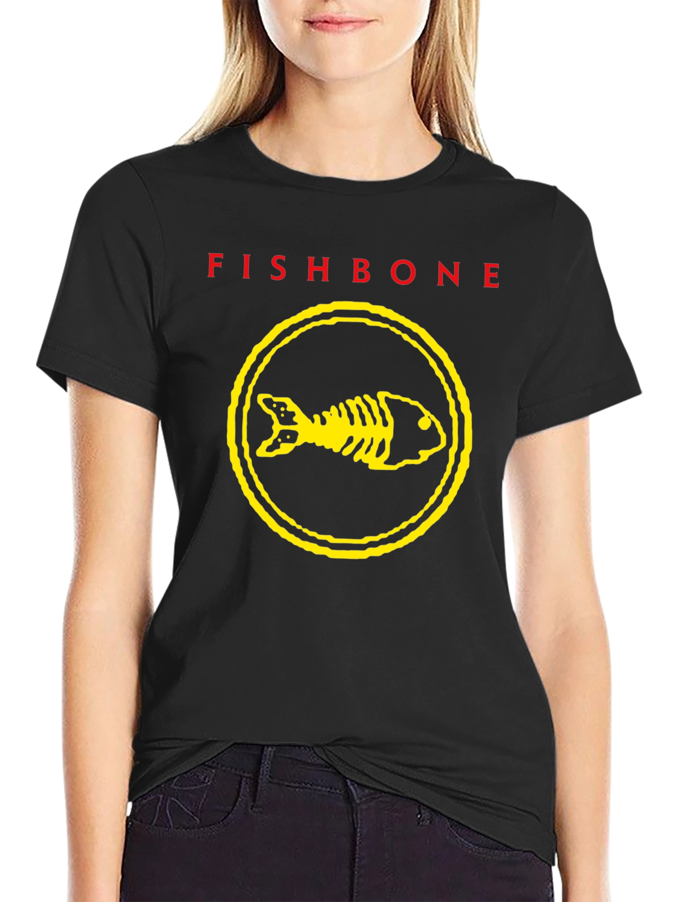 Fishbone Band T-Shirt - Black Graphic Print