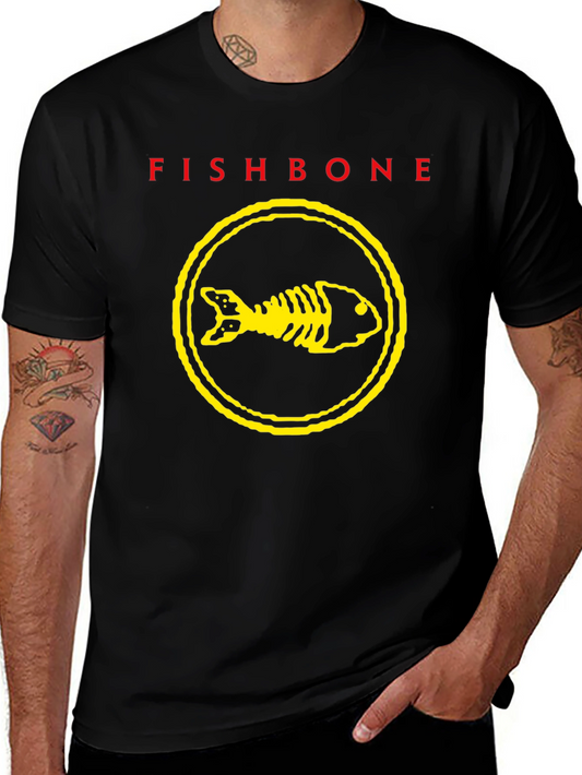 Fishbone Band T-Shirt - Black Graphic Print