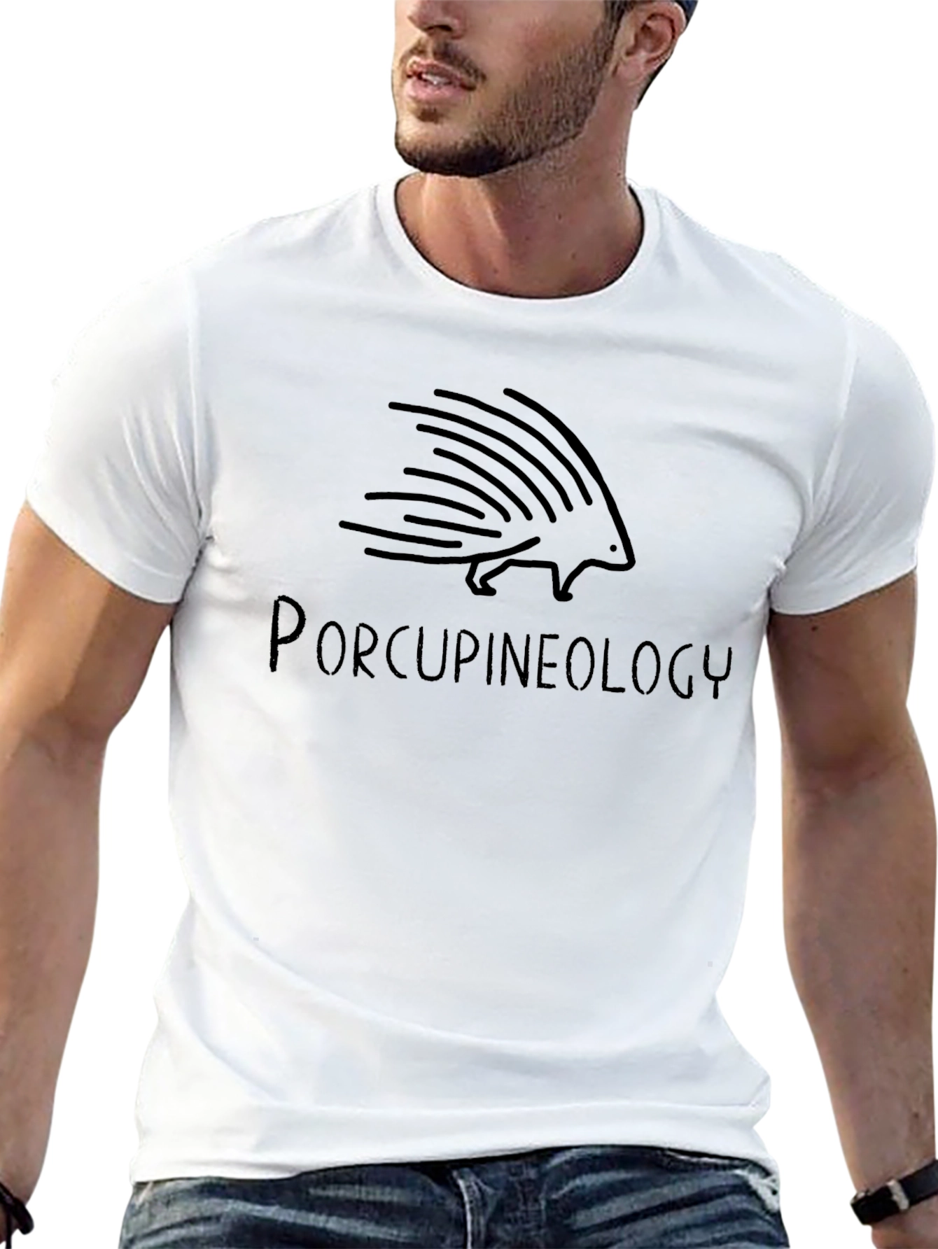 Porcupineology Graphic T-Shirt - Black Crew Neck Tee