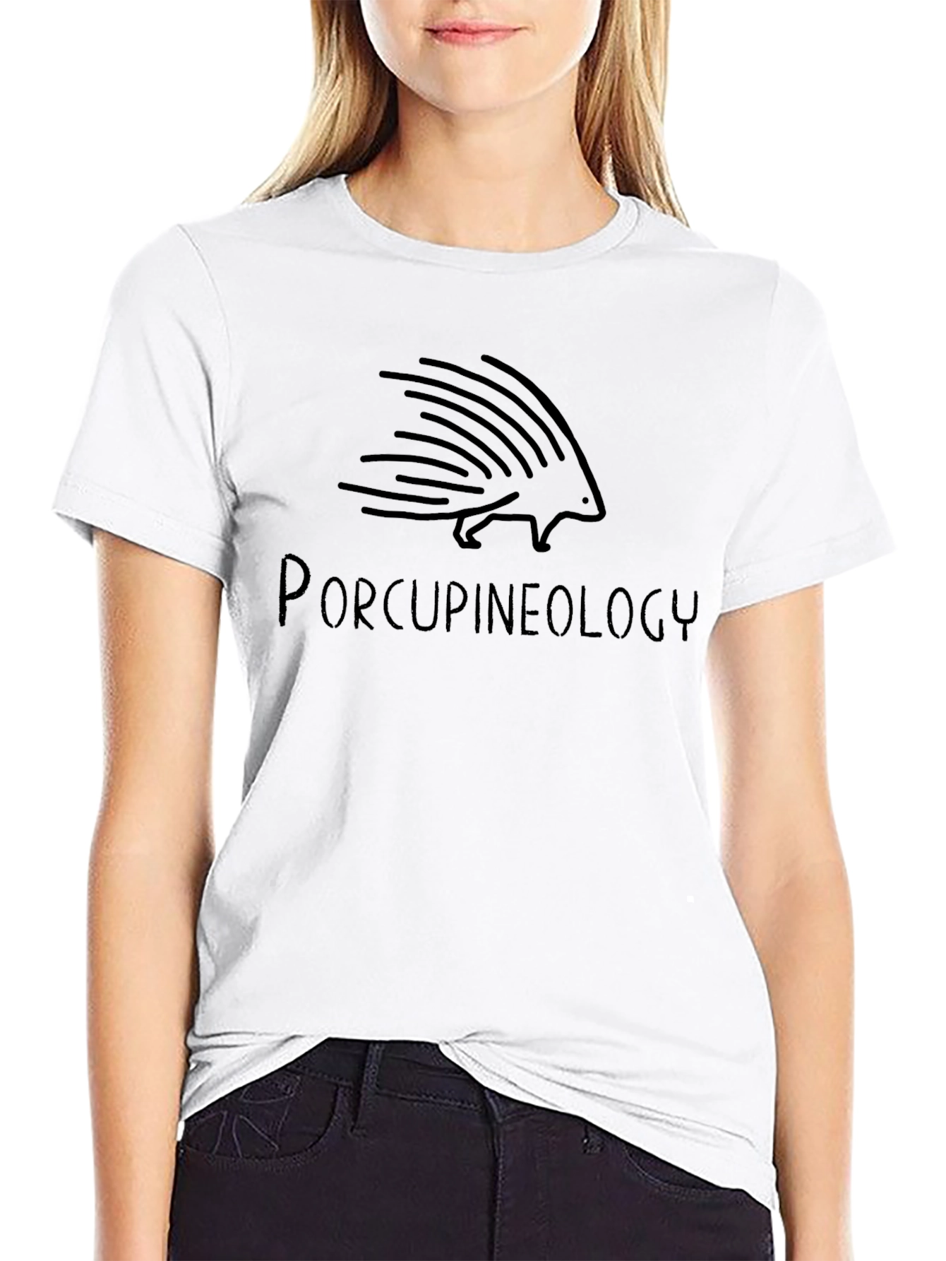 Porcupineology Graphic T-Shirt - Black Crew Neck Tee