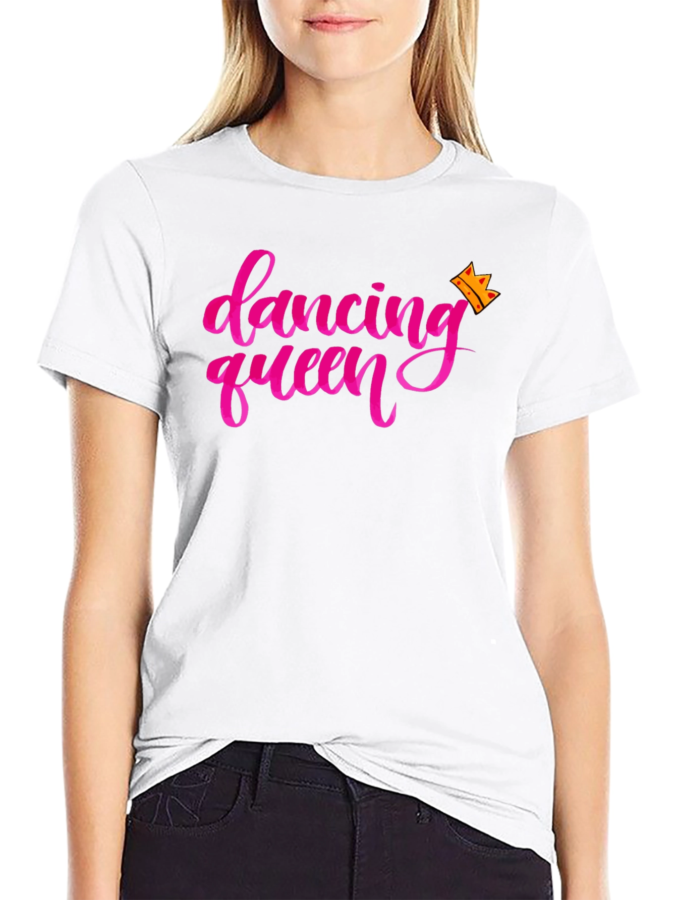 Dancing Queen Graphic Tee - Black Crew Neck T-Shirt