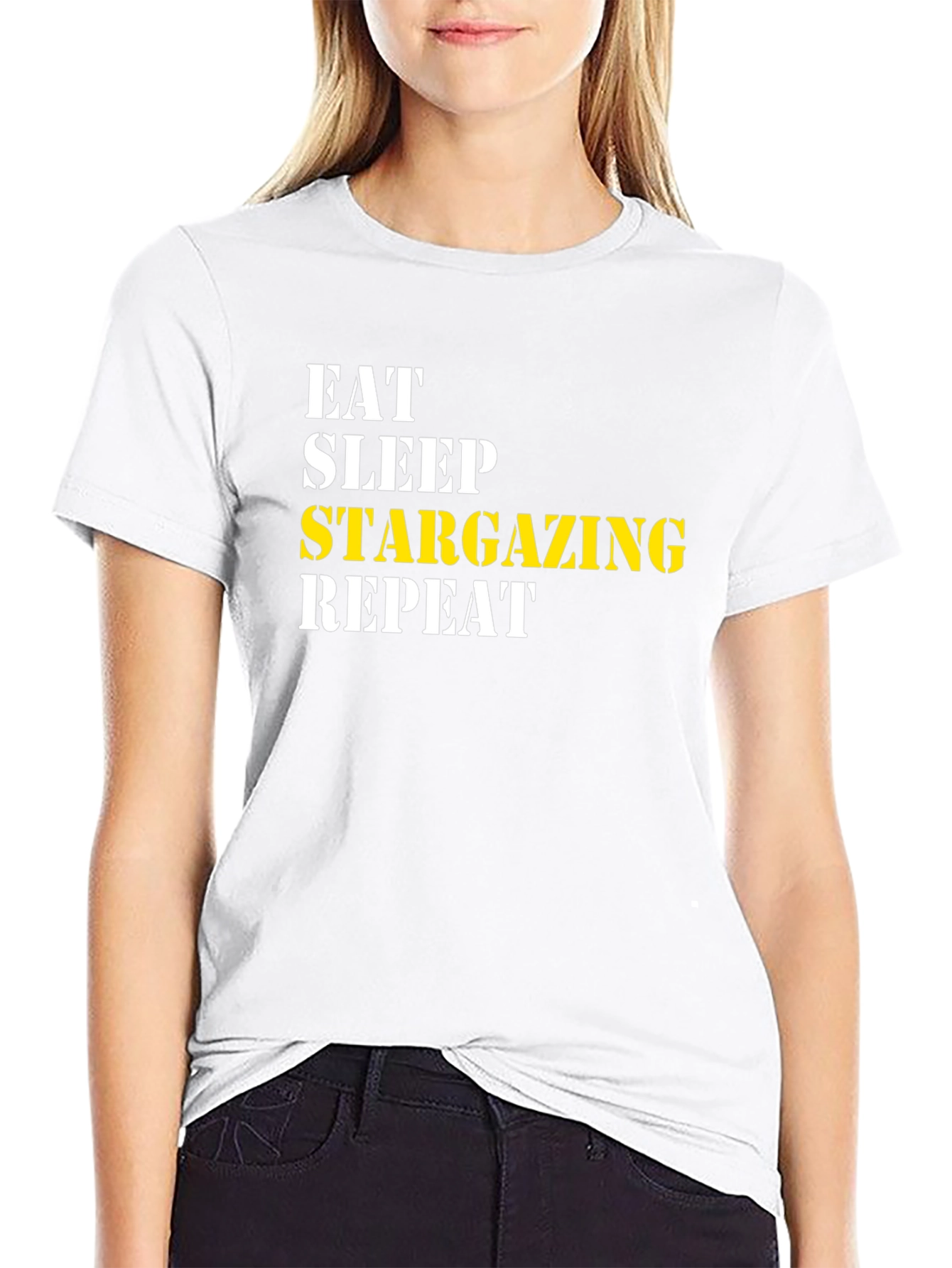 Eat Sleep Stargazing Repeat Black T-Shirt