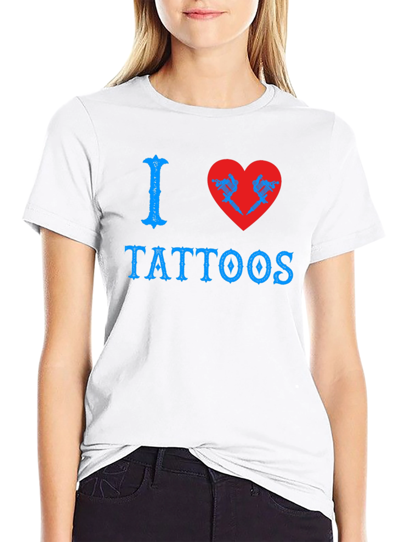I Love Tattoos Graphic Print T-Shirt