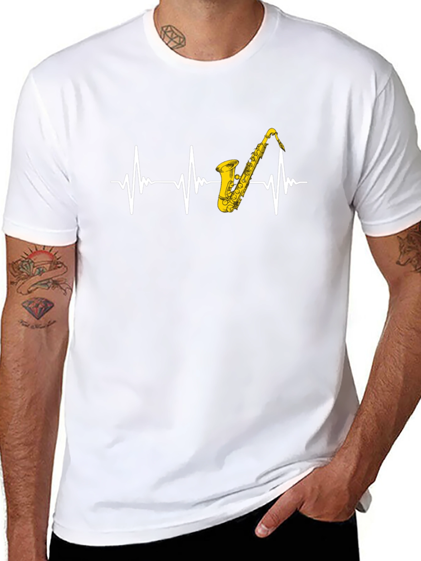 Saxophone Heartbeat Black T-Shirt