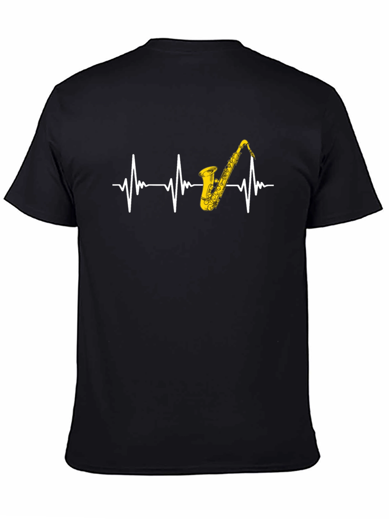 Saxophone Heartbeat Black T-Shirt
