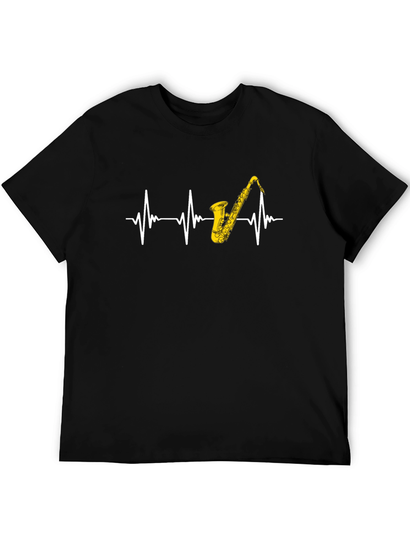 Saxophone Heartbeat Black T-Shirt