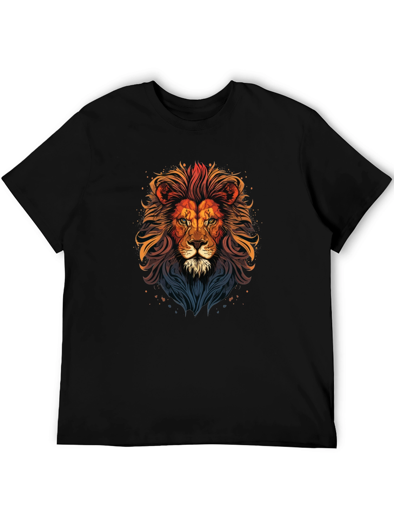 Lion Graphic Print T-Shirt - Mens Black Tee
