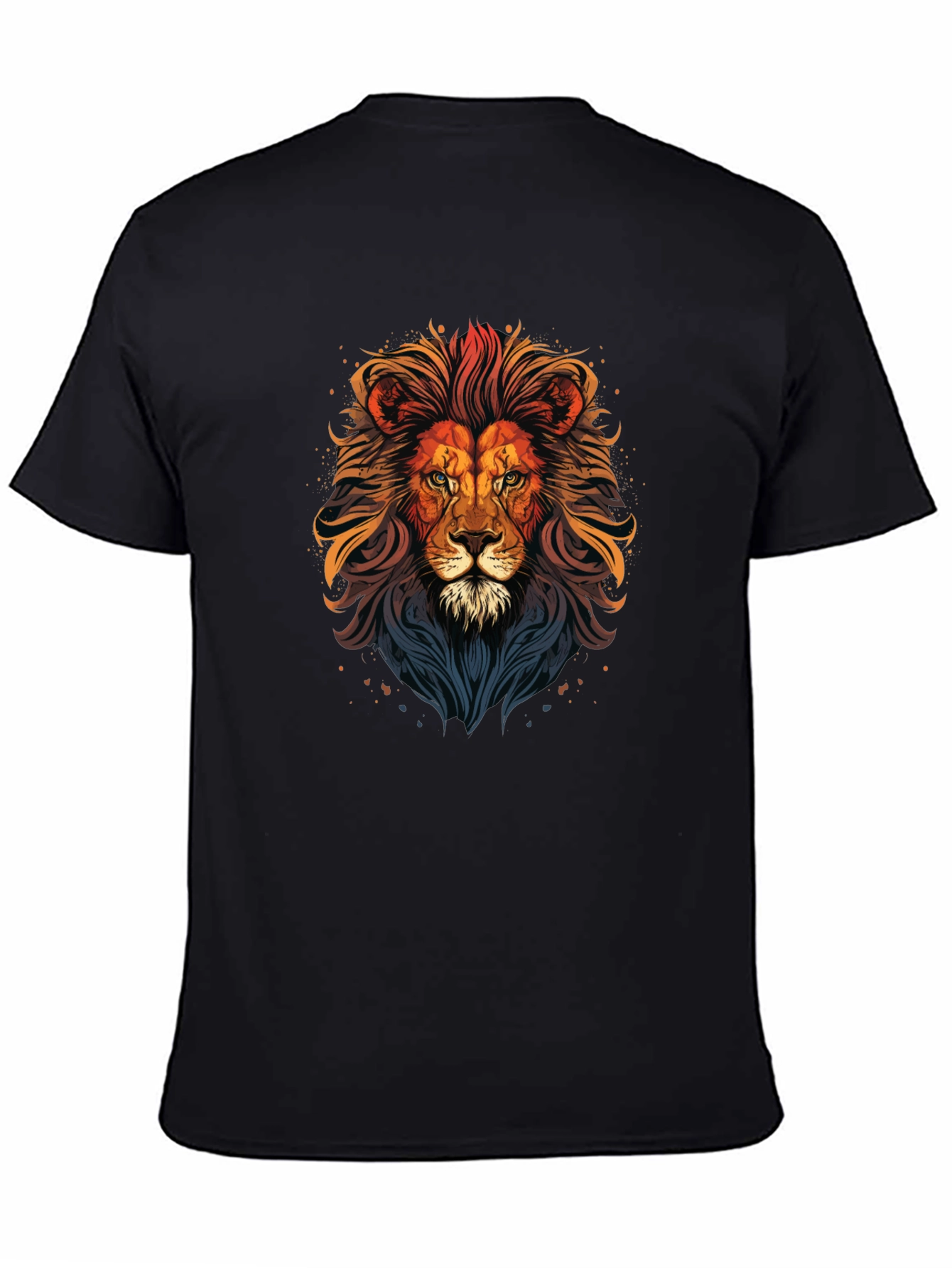 Lion Graphic Print T-Shirt - Mens Black Tee
