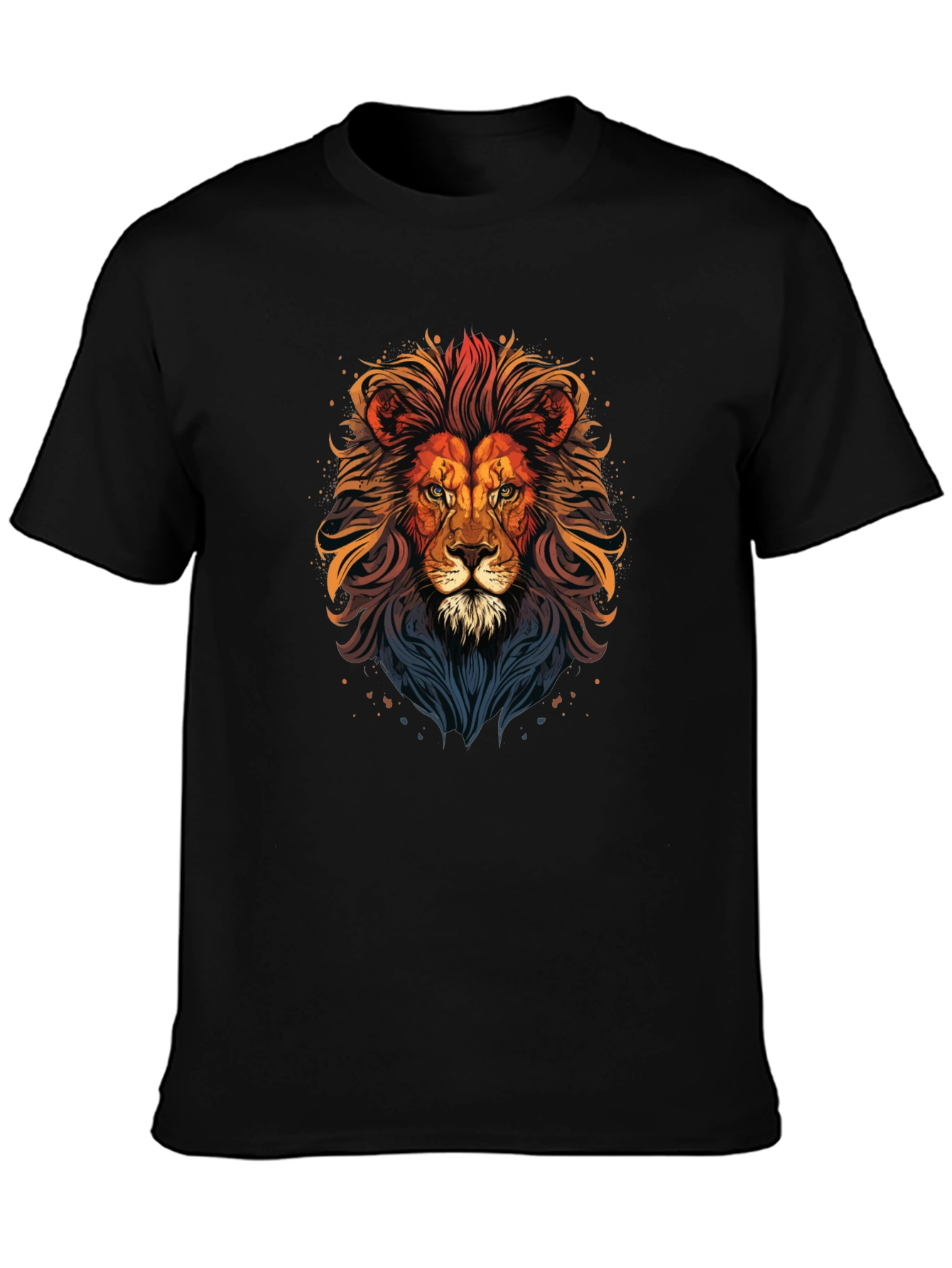 Lion Graphic Print T-Shirt - Mens Black Tee