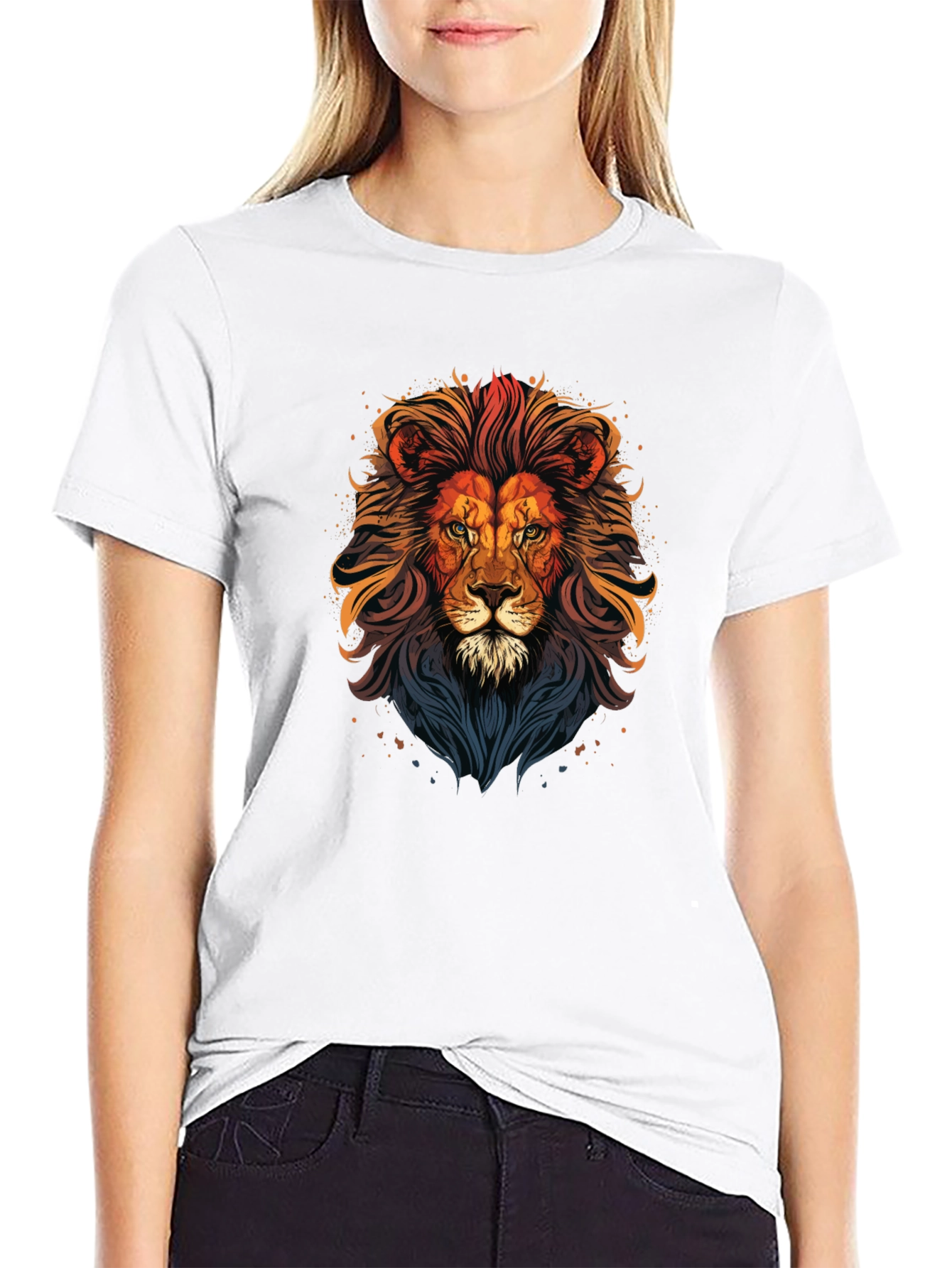 Lion Graphic Print T-Shirt - Mens Black Tee
