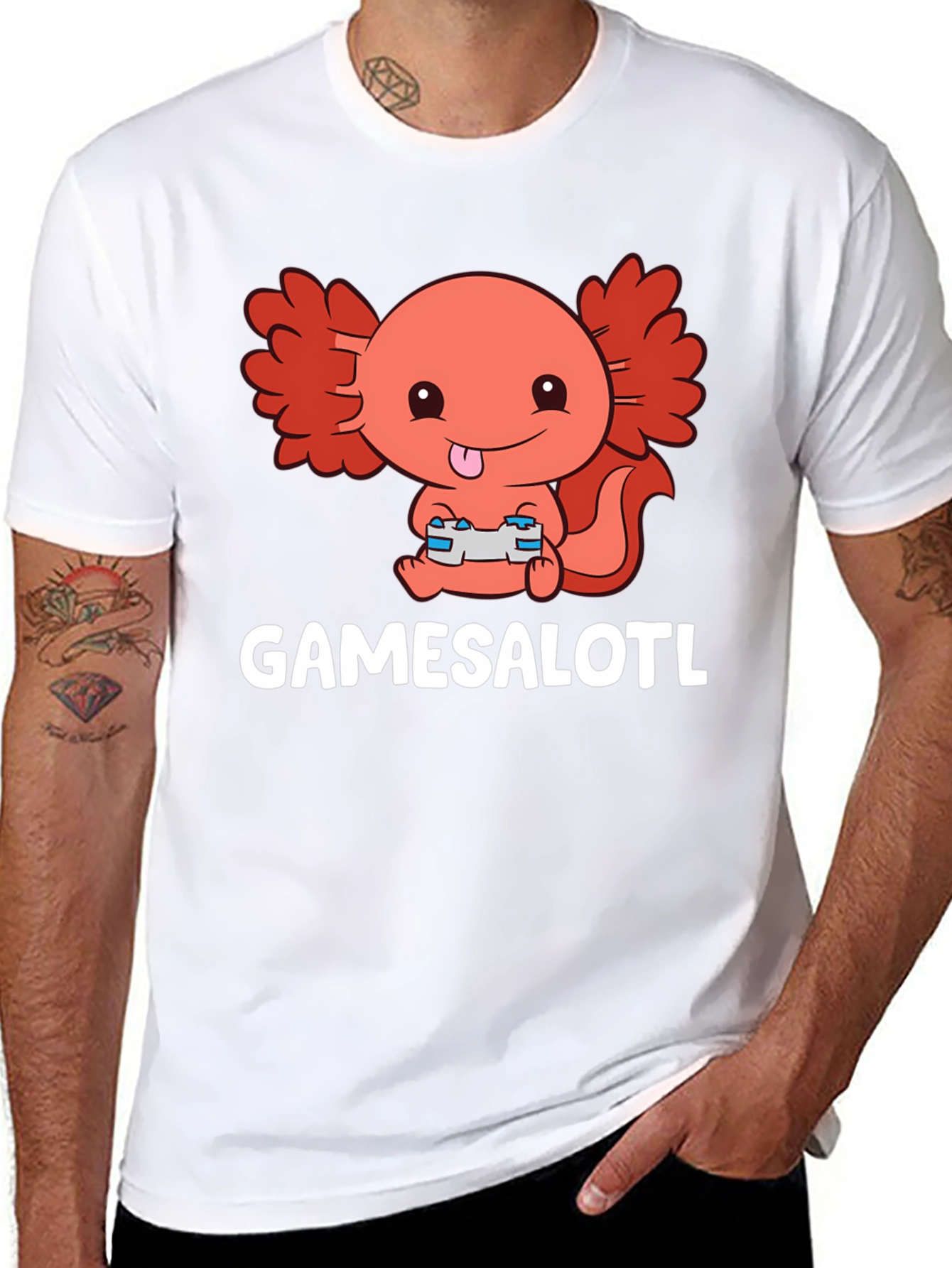 GAMESALOTL Axolotl Gamer Black T-Shirt