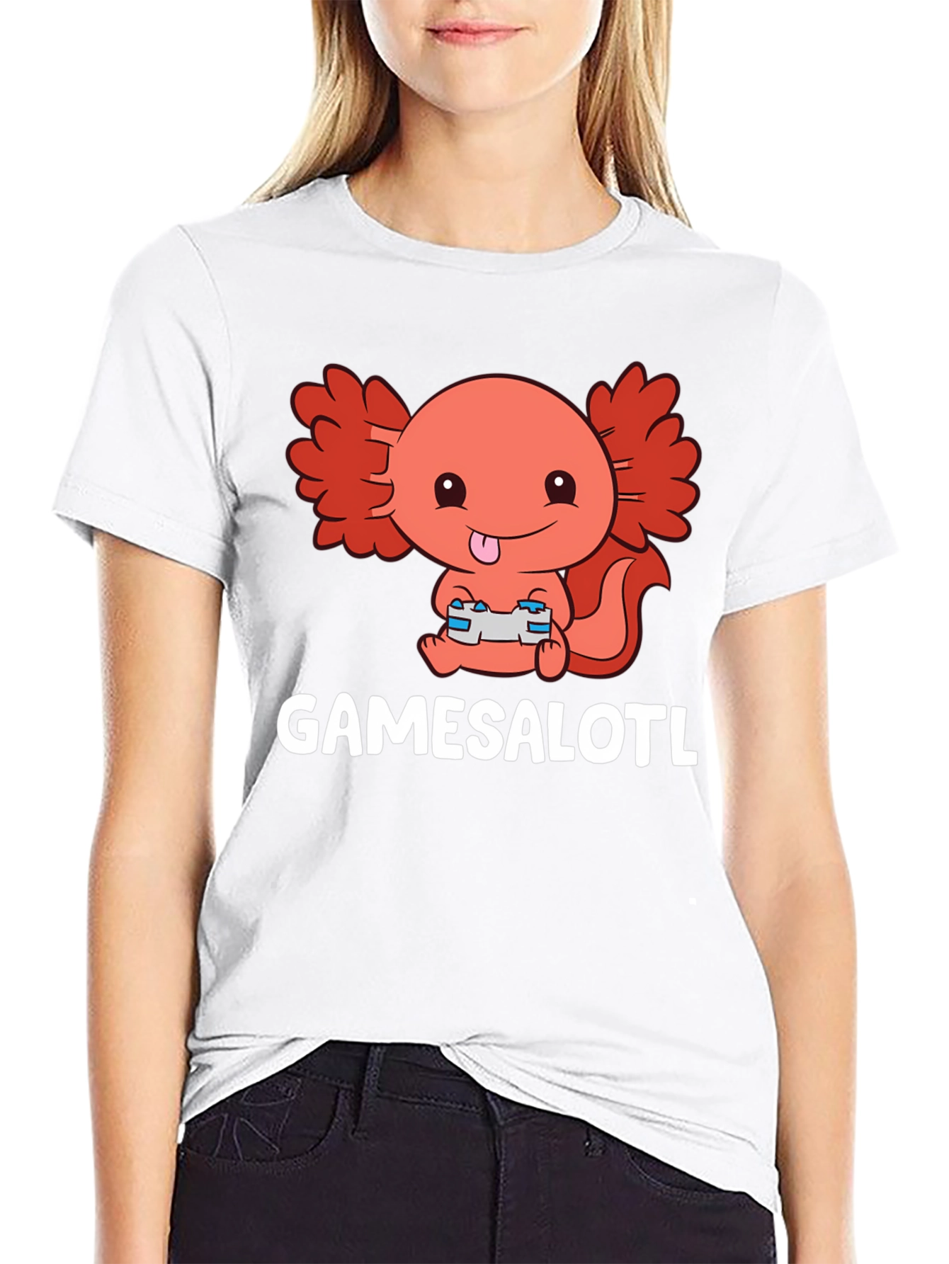 GAMESALOTL Axolotl Gamer Black T-Shirt