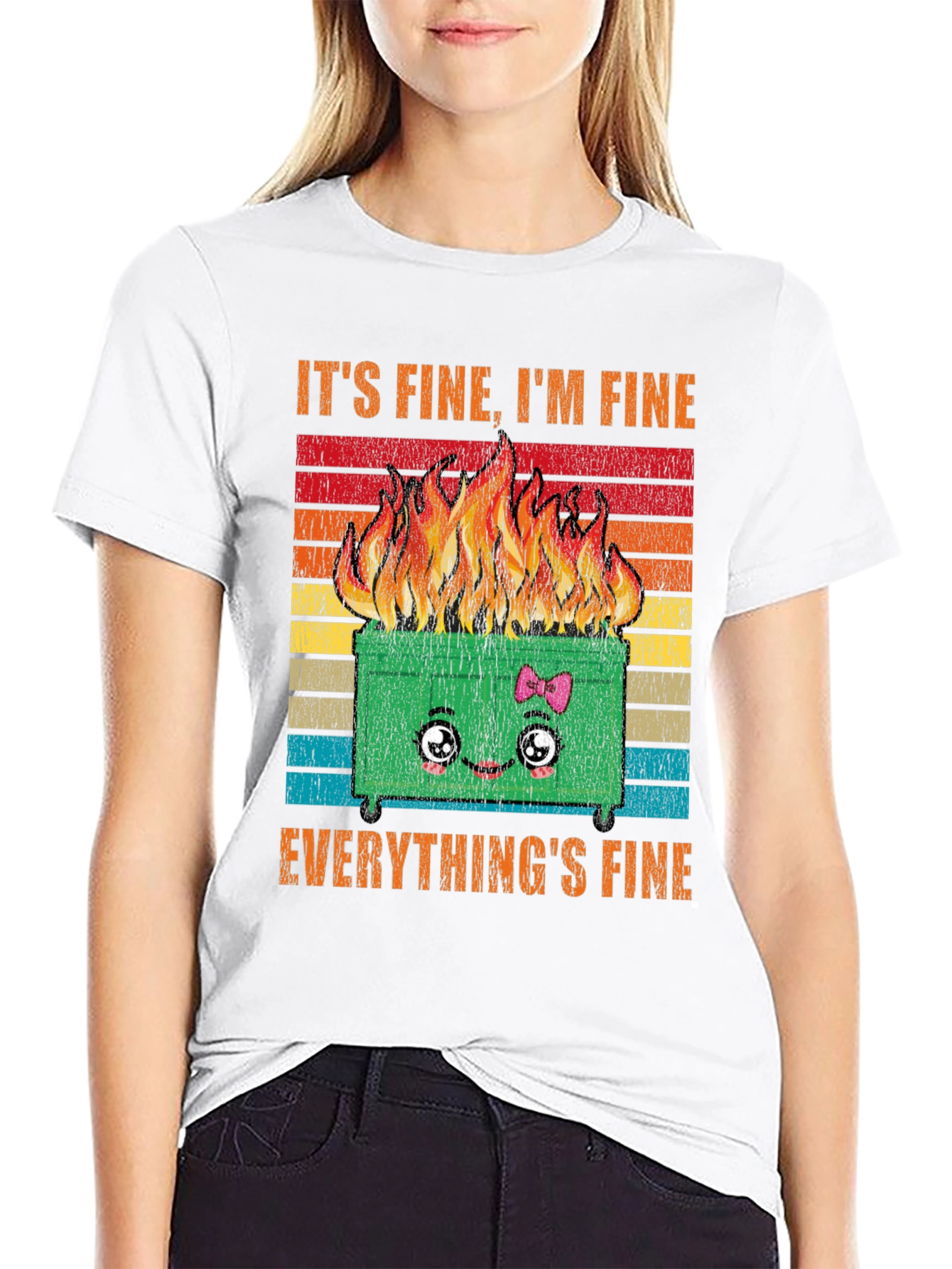 Its Fine Everythings Fine Dumpster Fire Graphic Tee