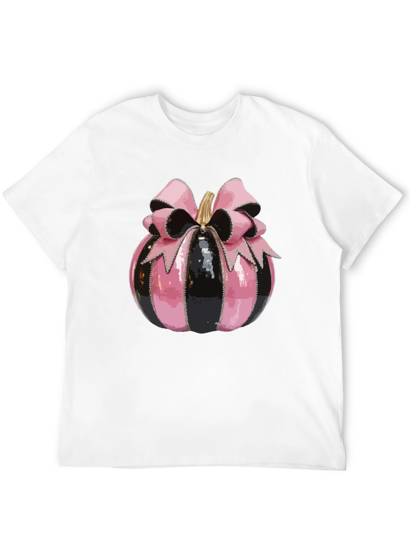 Pink & Black Pumpkin Bow T-Shirt - Halloween Style