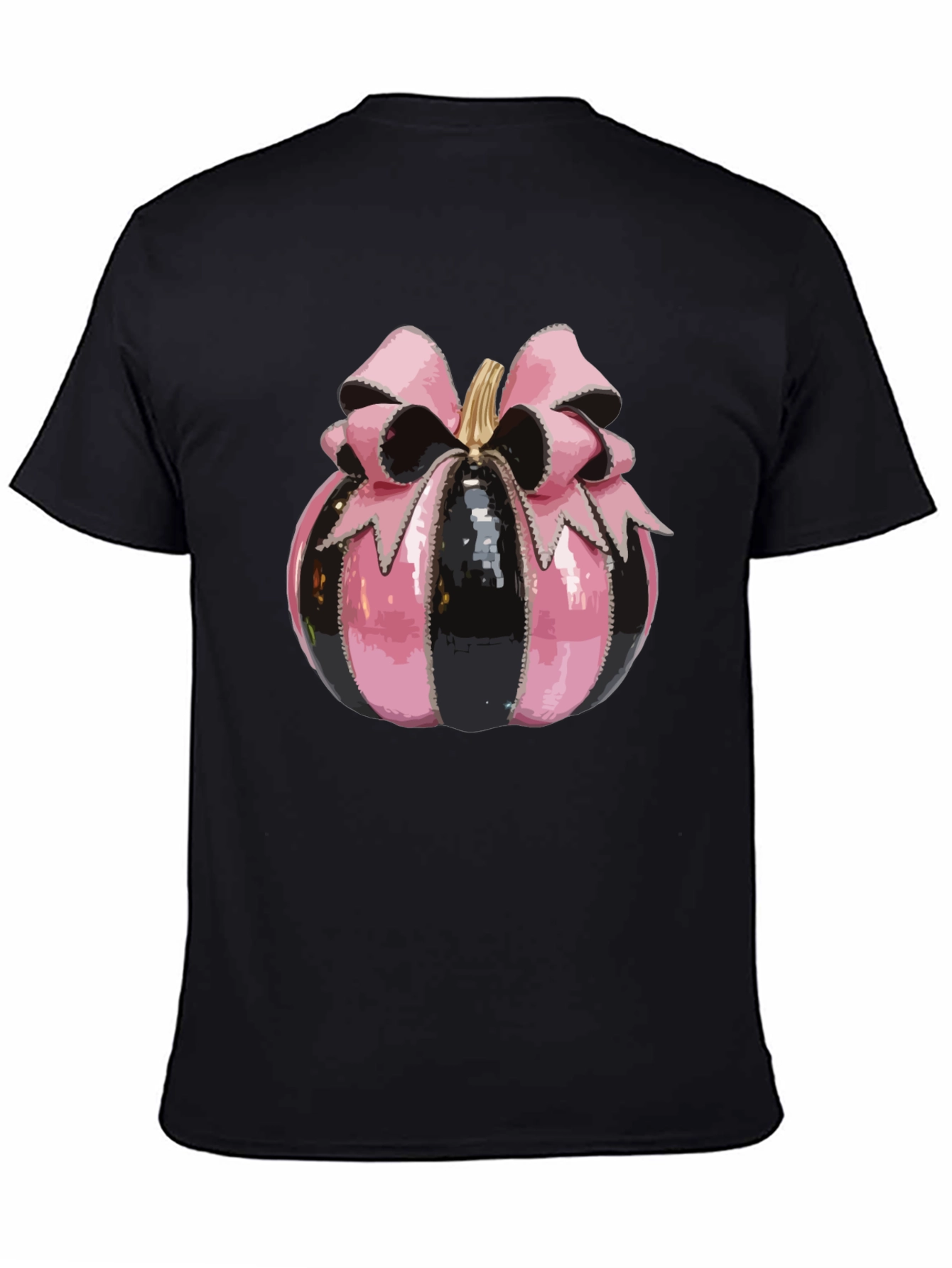 Pink & Black Pumpkin Bow T-Shirt - Halloween Style