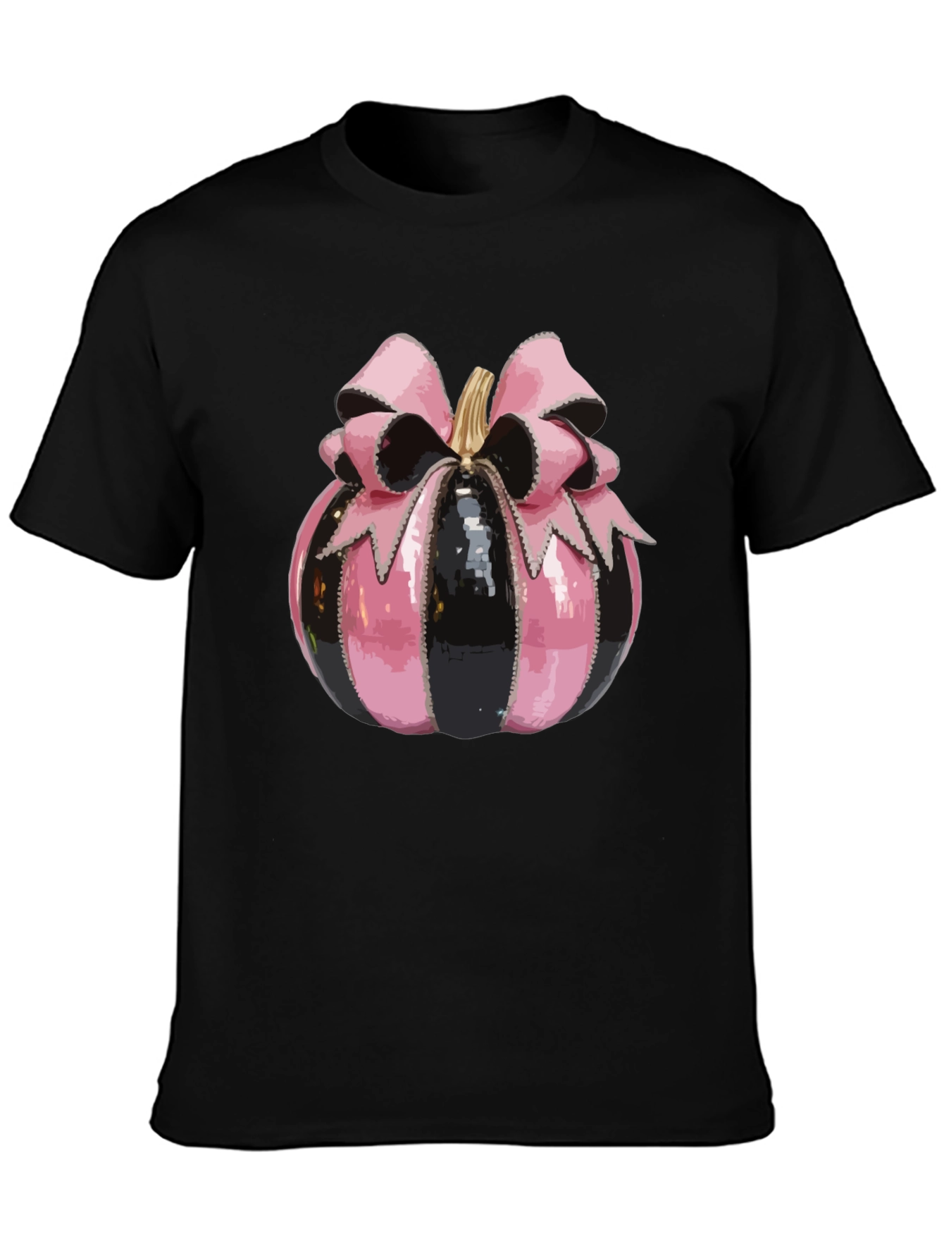Pink & Black Pumpkin Bow T-Shirt - Halloween Style