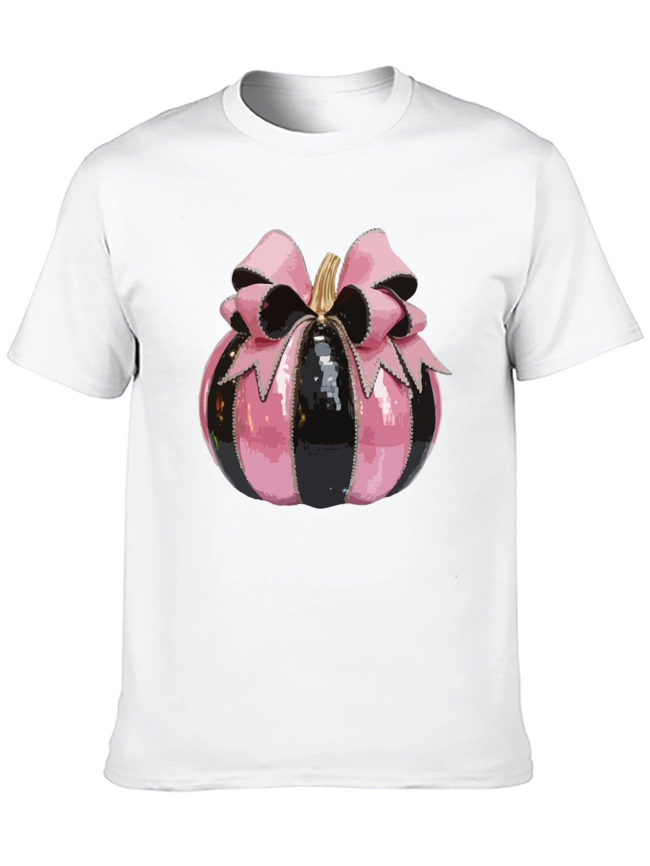 Pink & Black Pumpkin Bow T-Shirt - Halloween Style