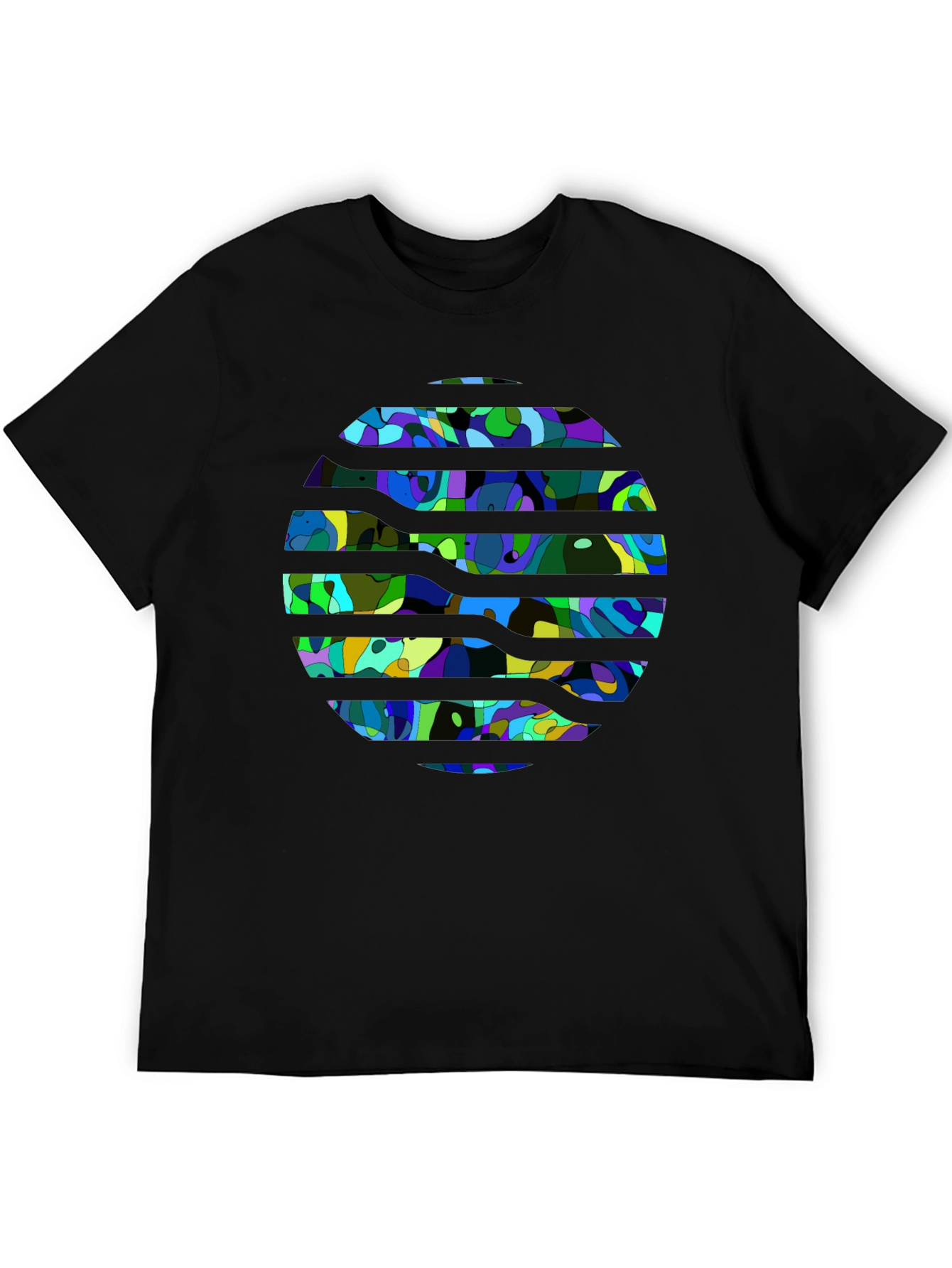 Abstract Geometric Print Black T-Shirt