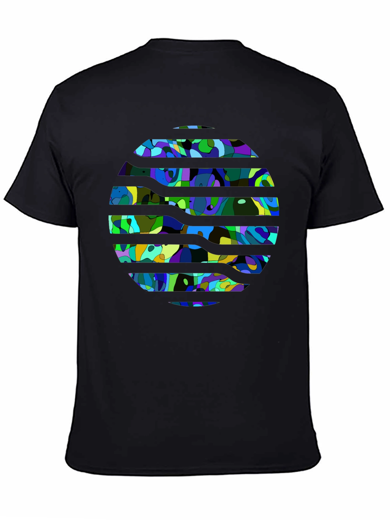Abstract Geometric Print Black T-Shirt
