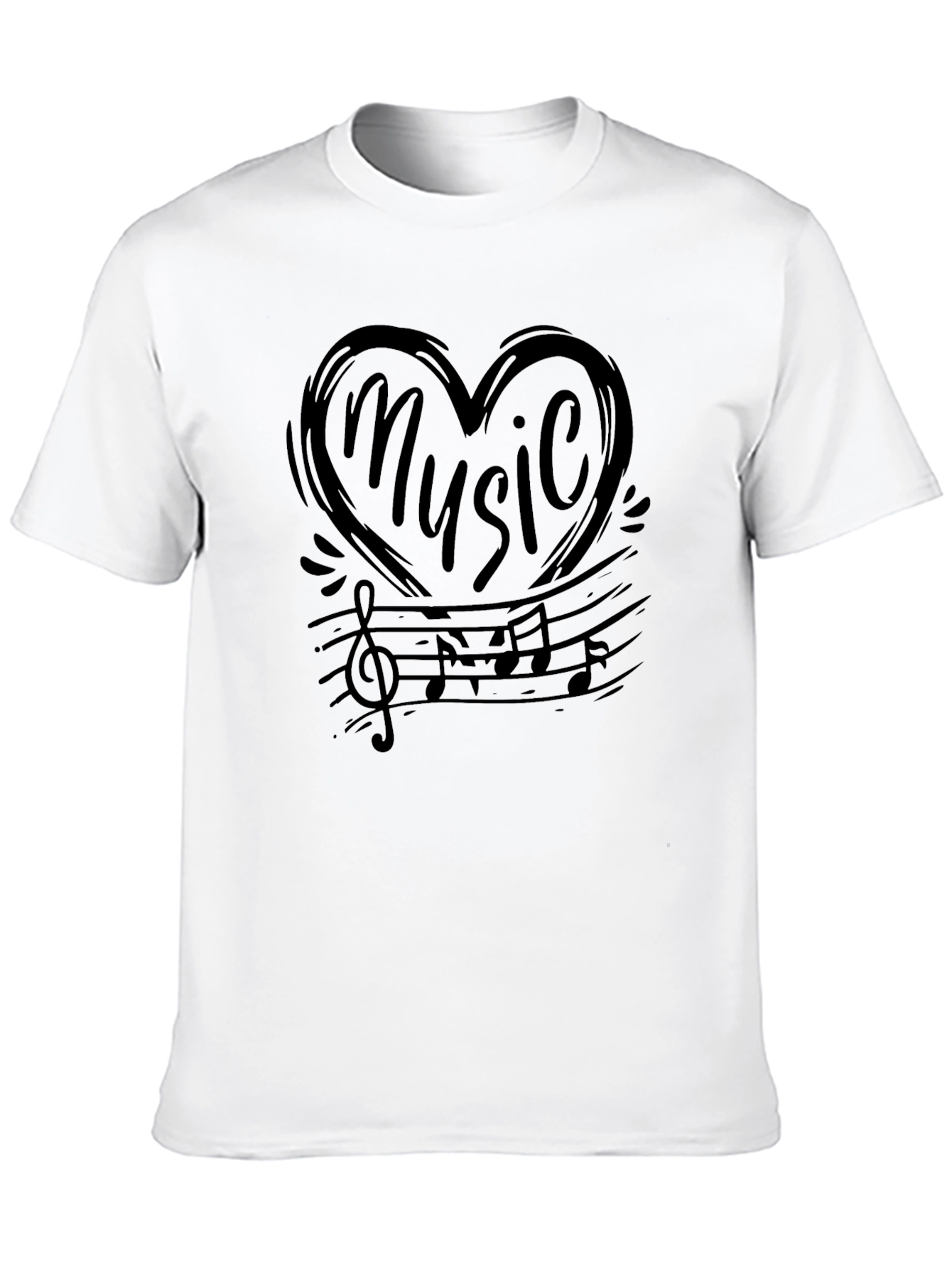 Music Heartbeat Graphic T-Shirt - Black