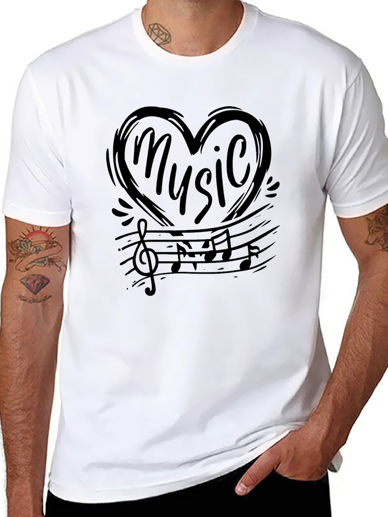Music Heartbeat Graphic T-Shirt - Black