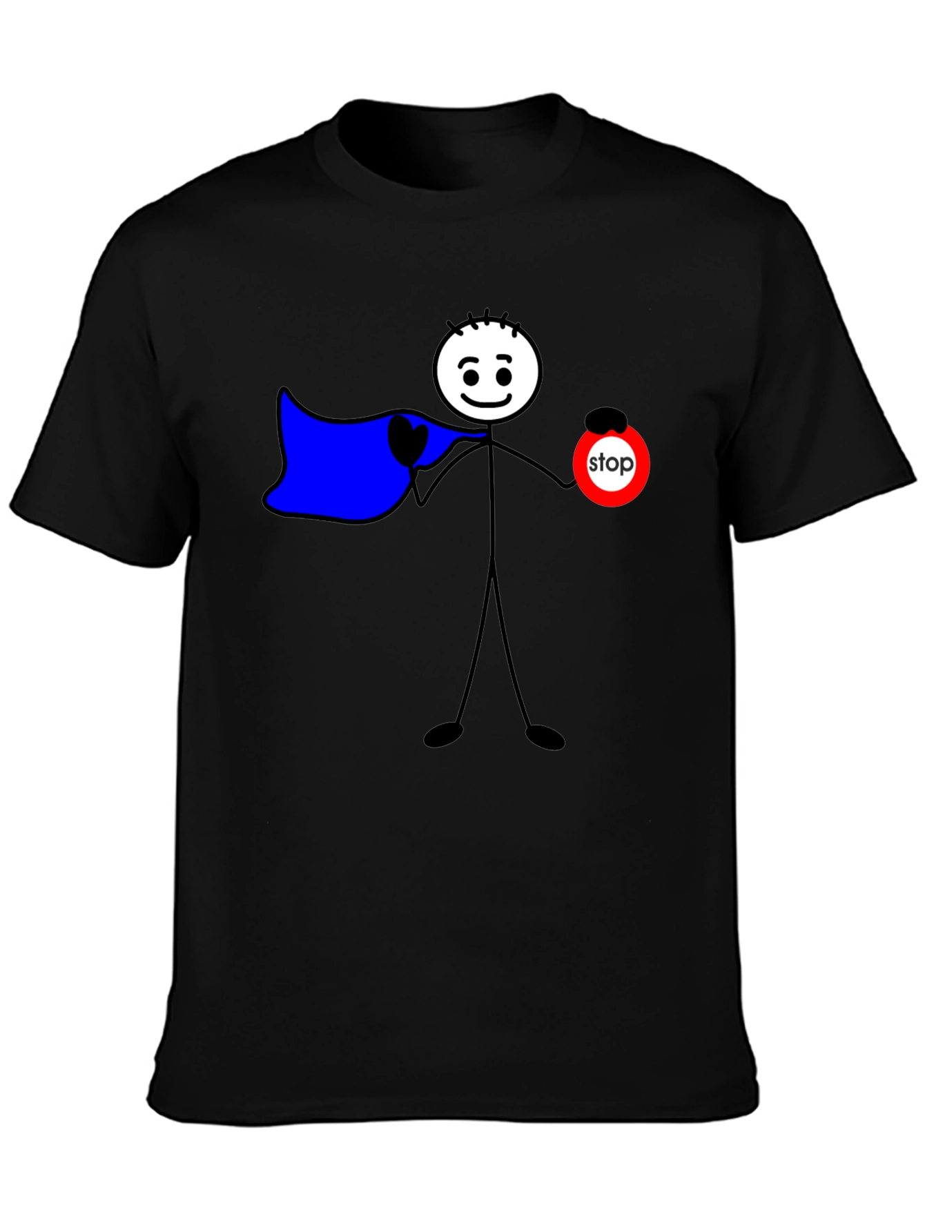 Funny Stick Figure Superhero T-Shirt - Stop Sign