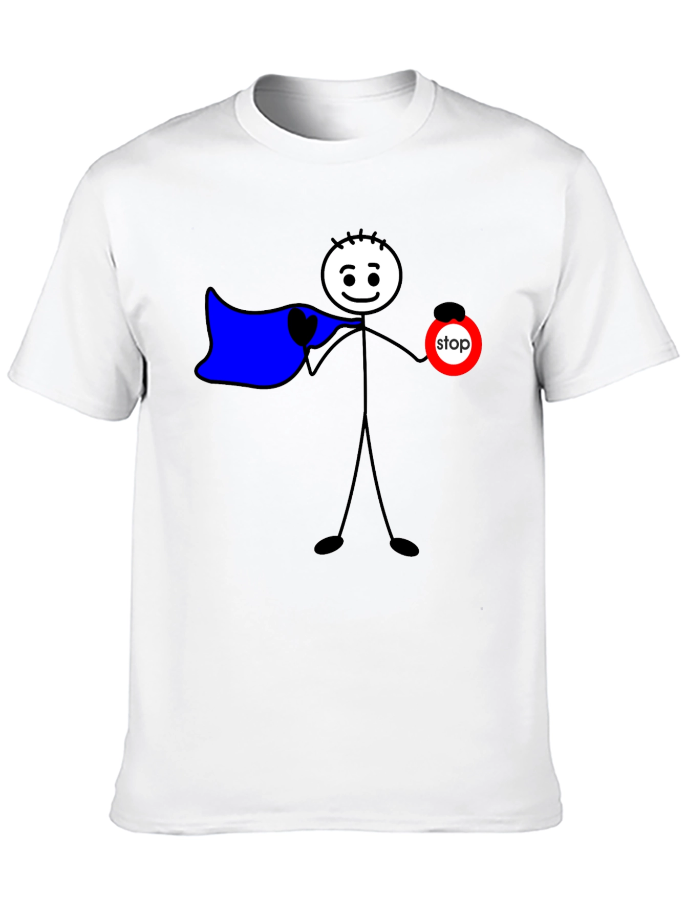 Funny Stick Figure Superhero T-Shirt - Stop Sign