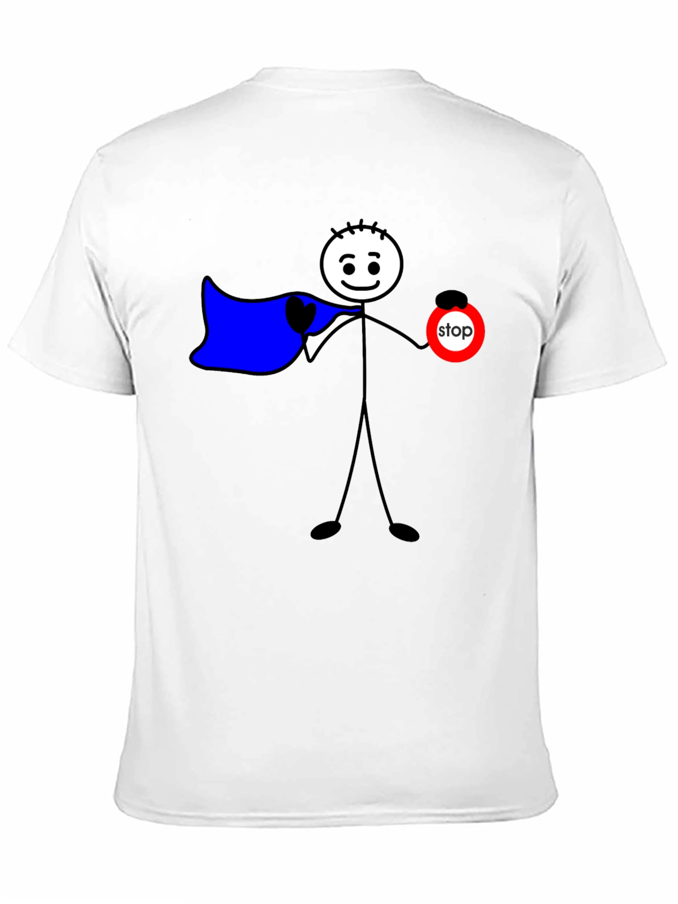 Funny Stick Figure Superhero T-Shirt - Stop Sign