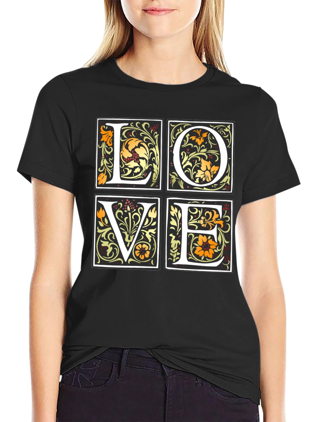 Floral LOVE Graphic T-Shirt - Stylish Unisex Tee