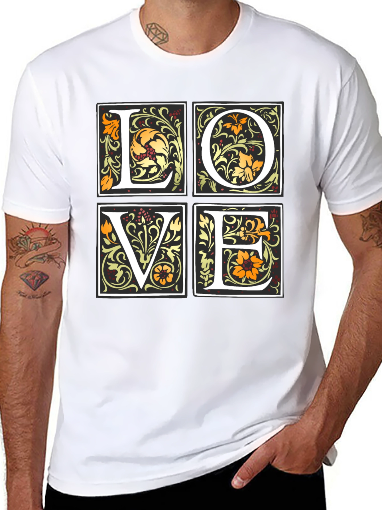 Floral LOVE Graphic T-Shirt - Stylish Unisex Tee