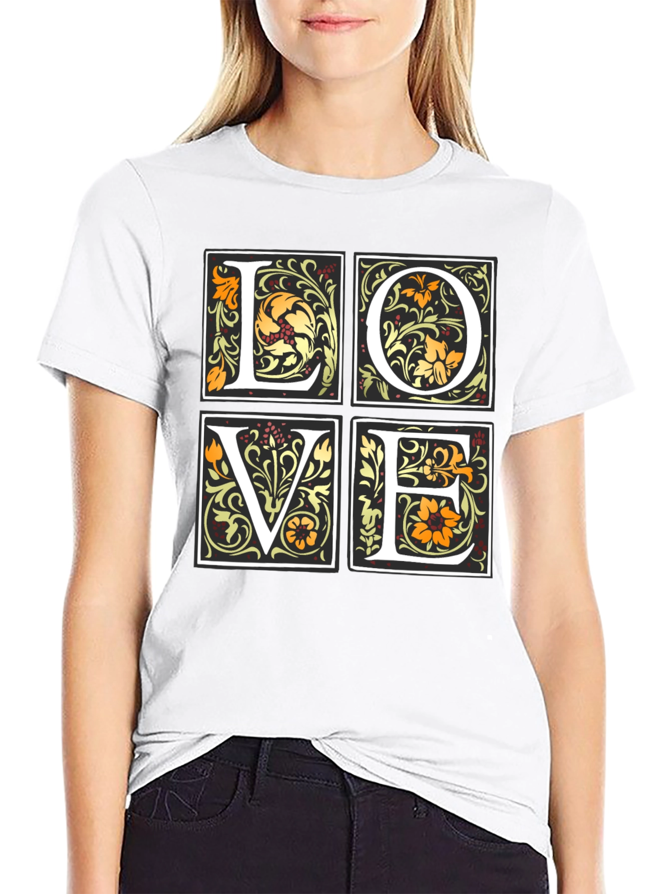Floral LOVE Graphic T-Shirt - Stylish Unisex Tee