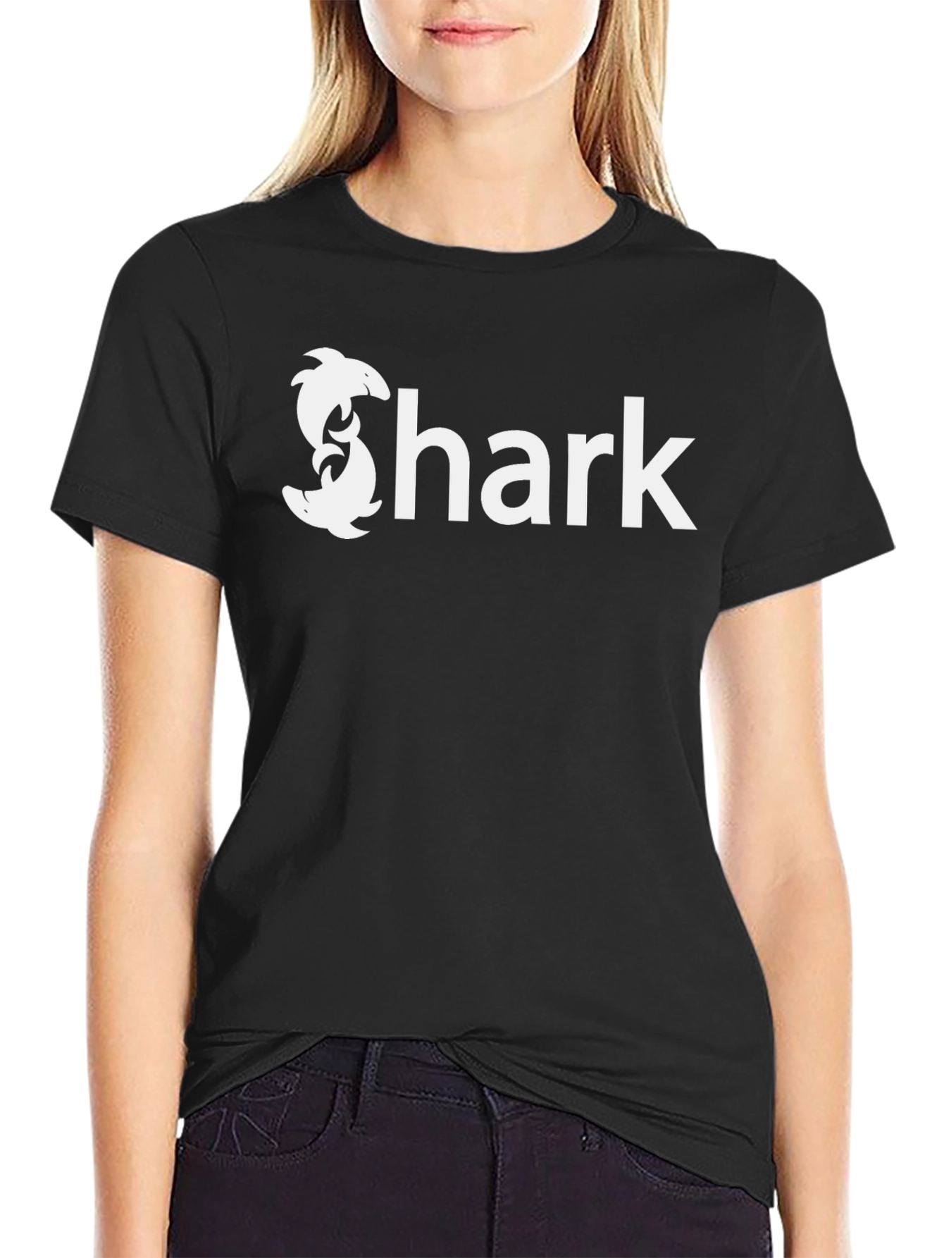 Shark Graphic Tee - Black Cotton Casual T-Shirt