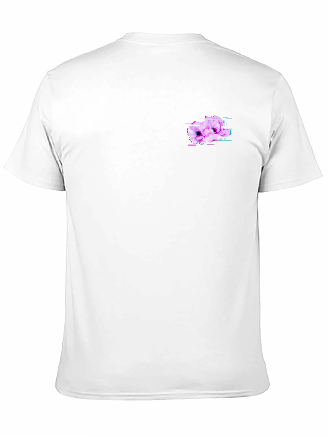 Mens Black T-Shirt with Glitch Floral Design