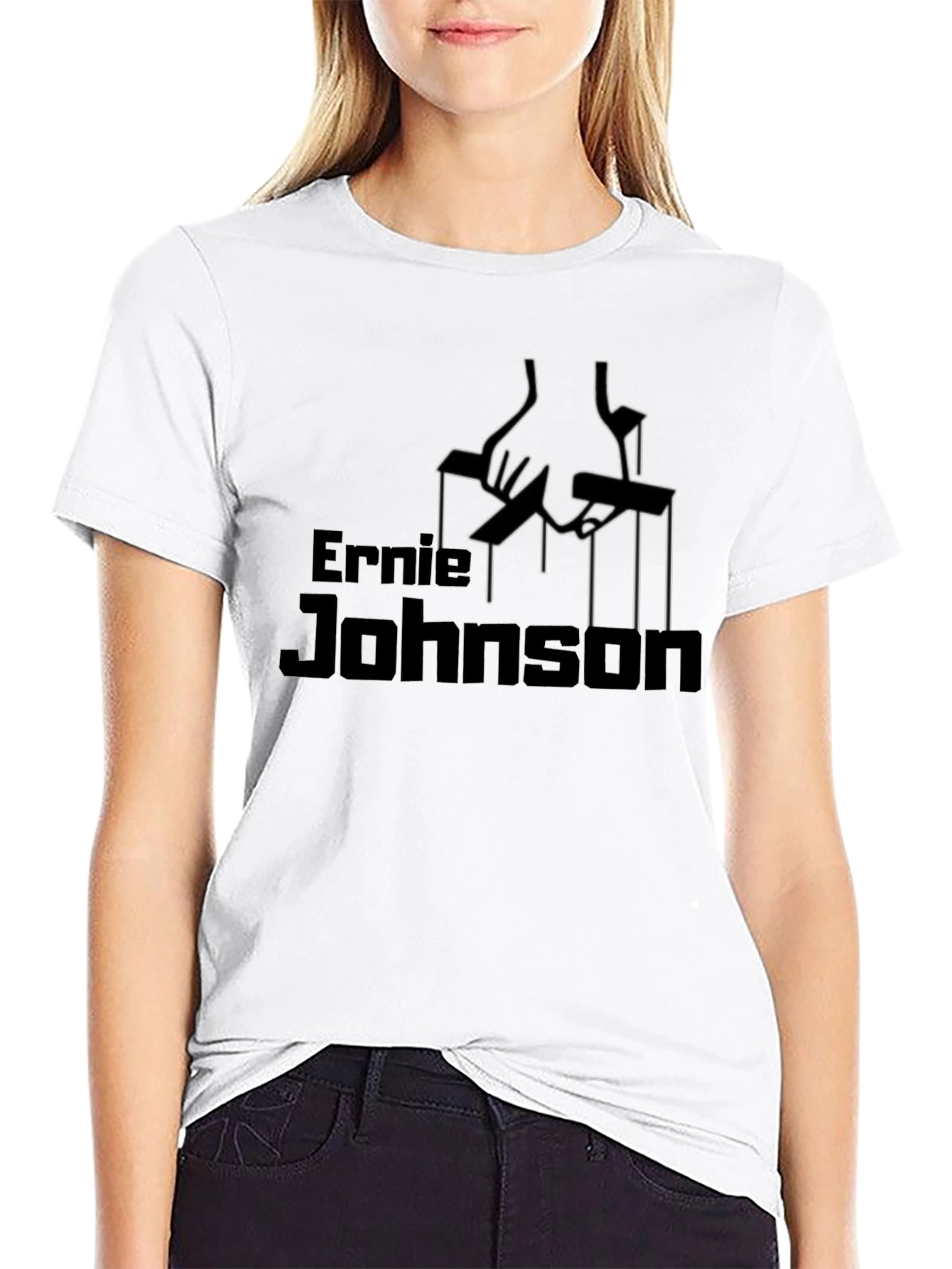 Ernie Johnson Godfather Parody Black T-Shirt