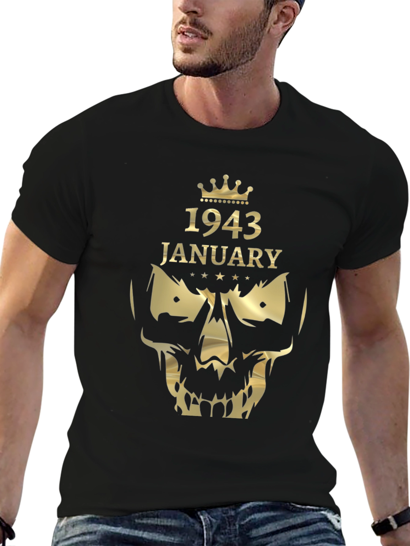 1943 January Skull Graphic Tee - Birthday Edition
