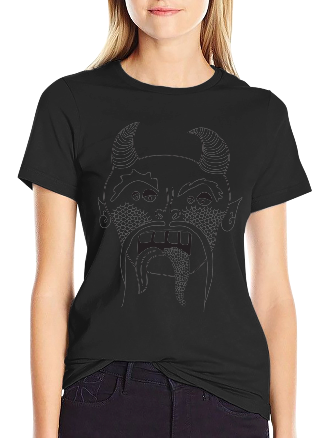 Mens Black Graphic T-Shirt - Devil Face Design