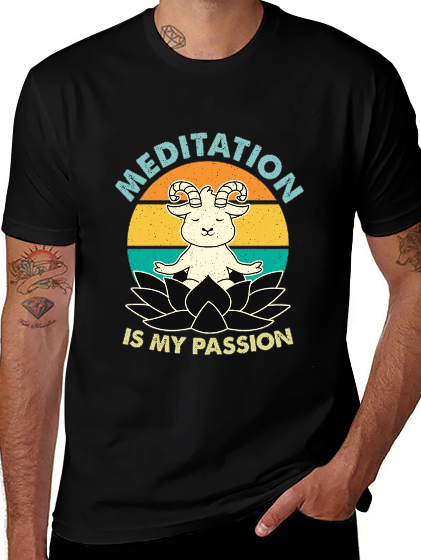 Meditation Goat T-Shirt: Peaceful & Fun!