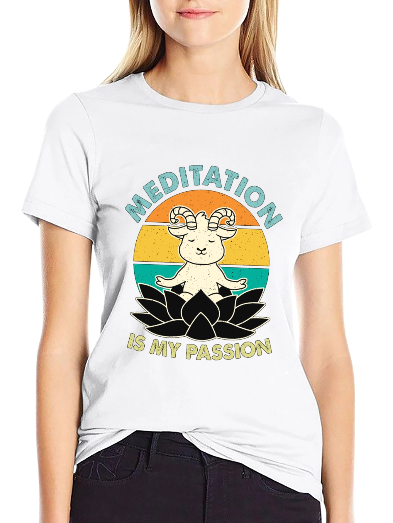 Meditation Goat T-Shirt: Peaceful & Fun!
